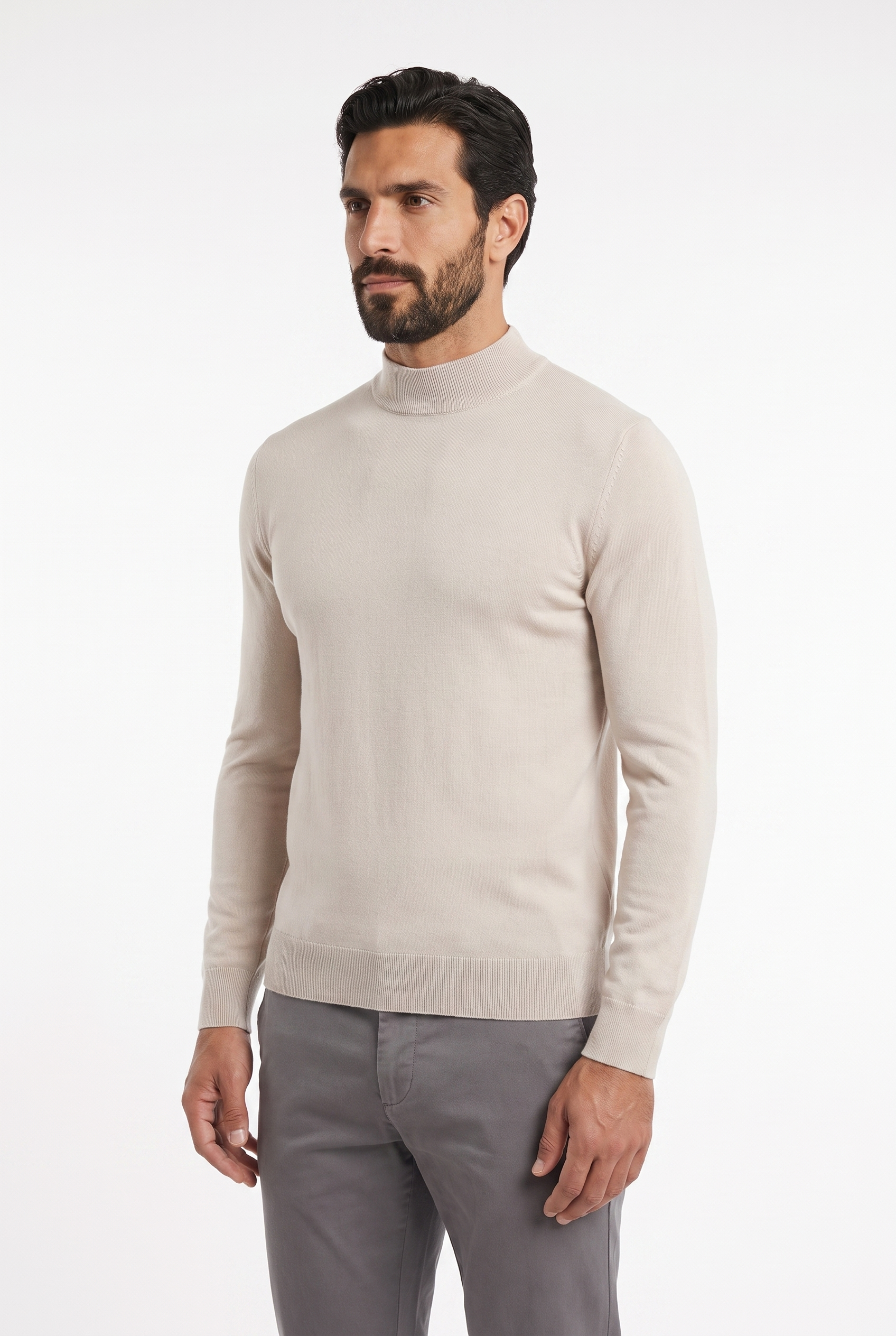Men's Ultra Fine Cotton Mock Neck Jumper | Blackstone London