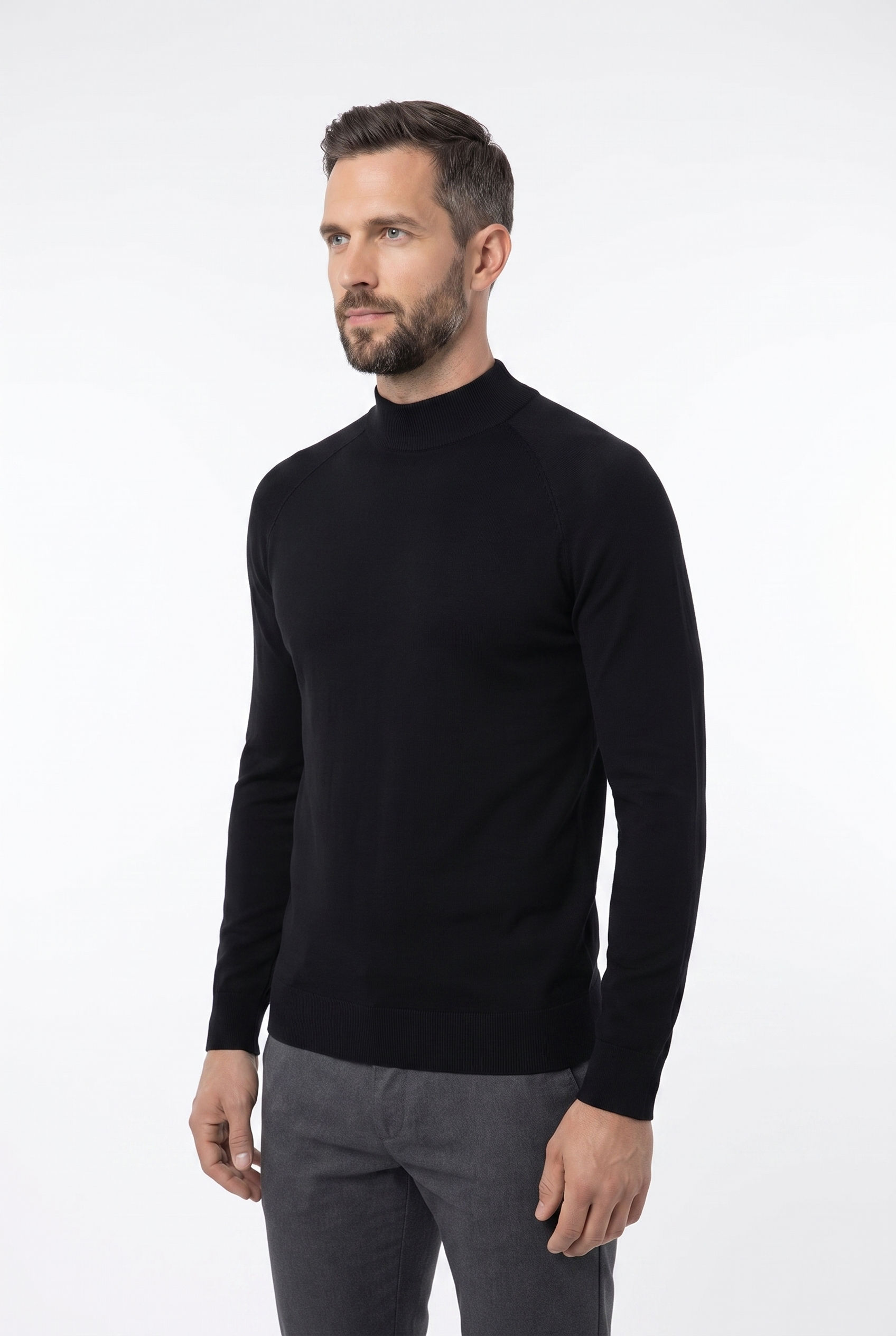 Men's Ultra Fine Cotton Mock Neck Jumper | Blackstone London