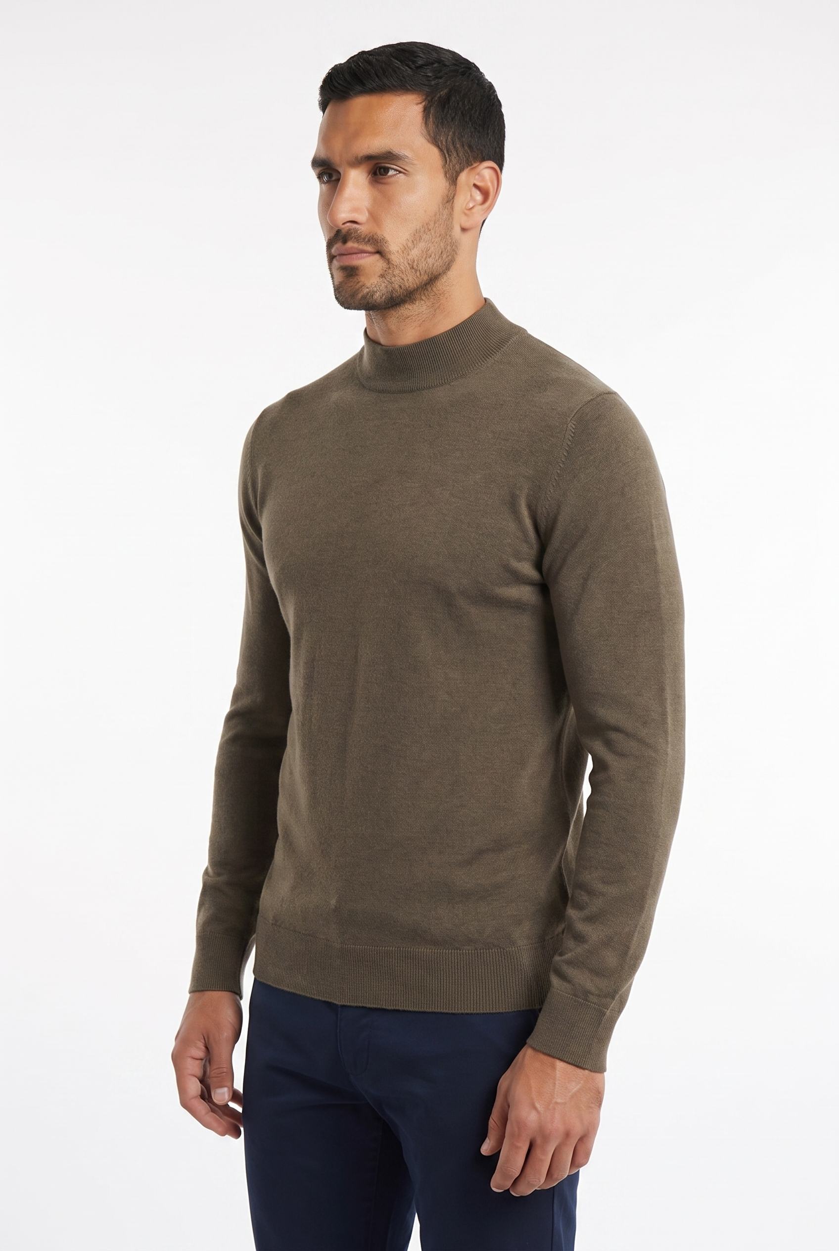 Men's Ultra Fine Cotton Mock Neck Jumper | Blackstone London