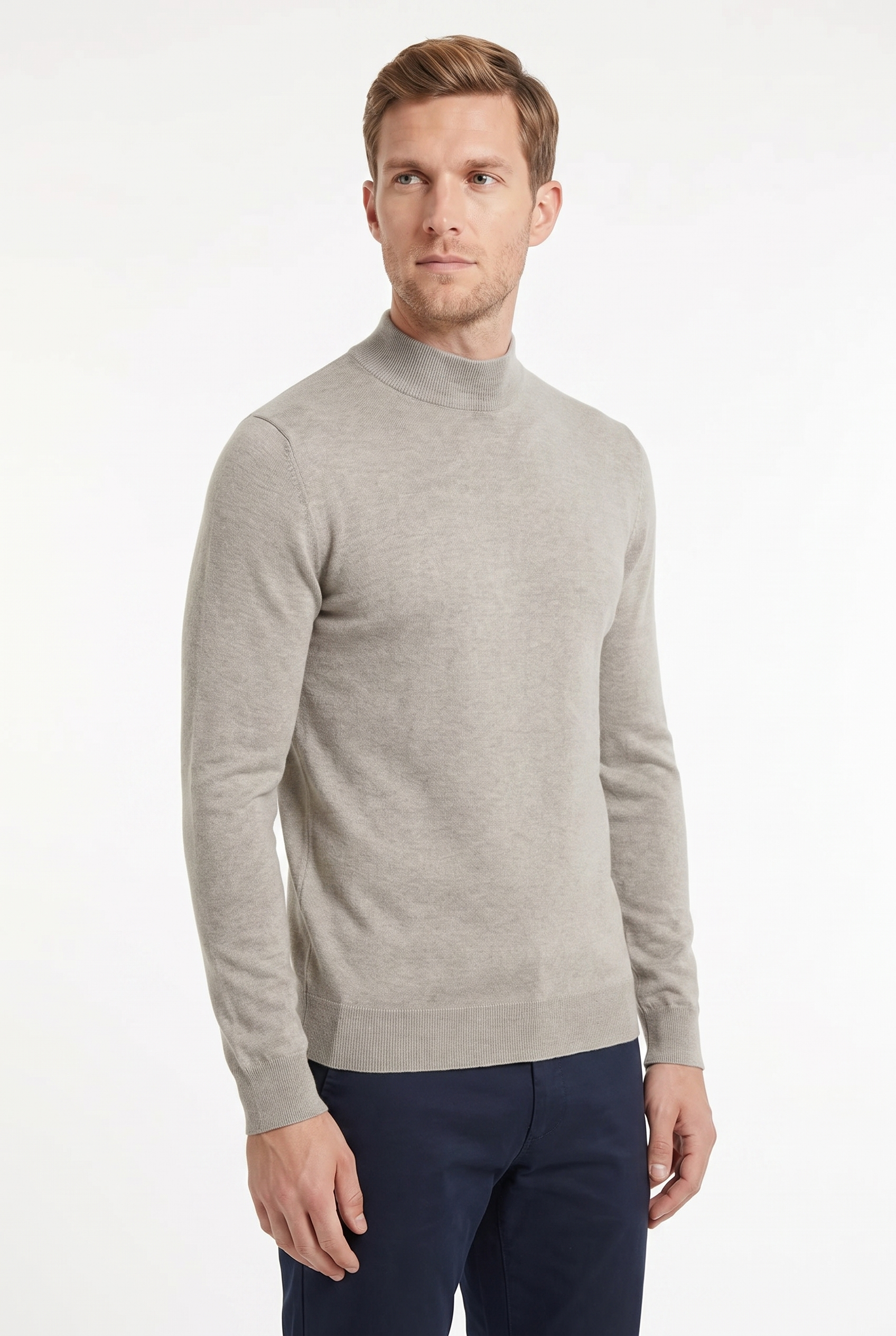 Men's Ultra Fine Cotton Mock Neck Jumper | Blackstone London