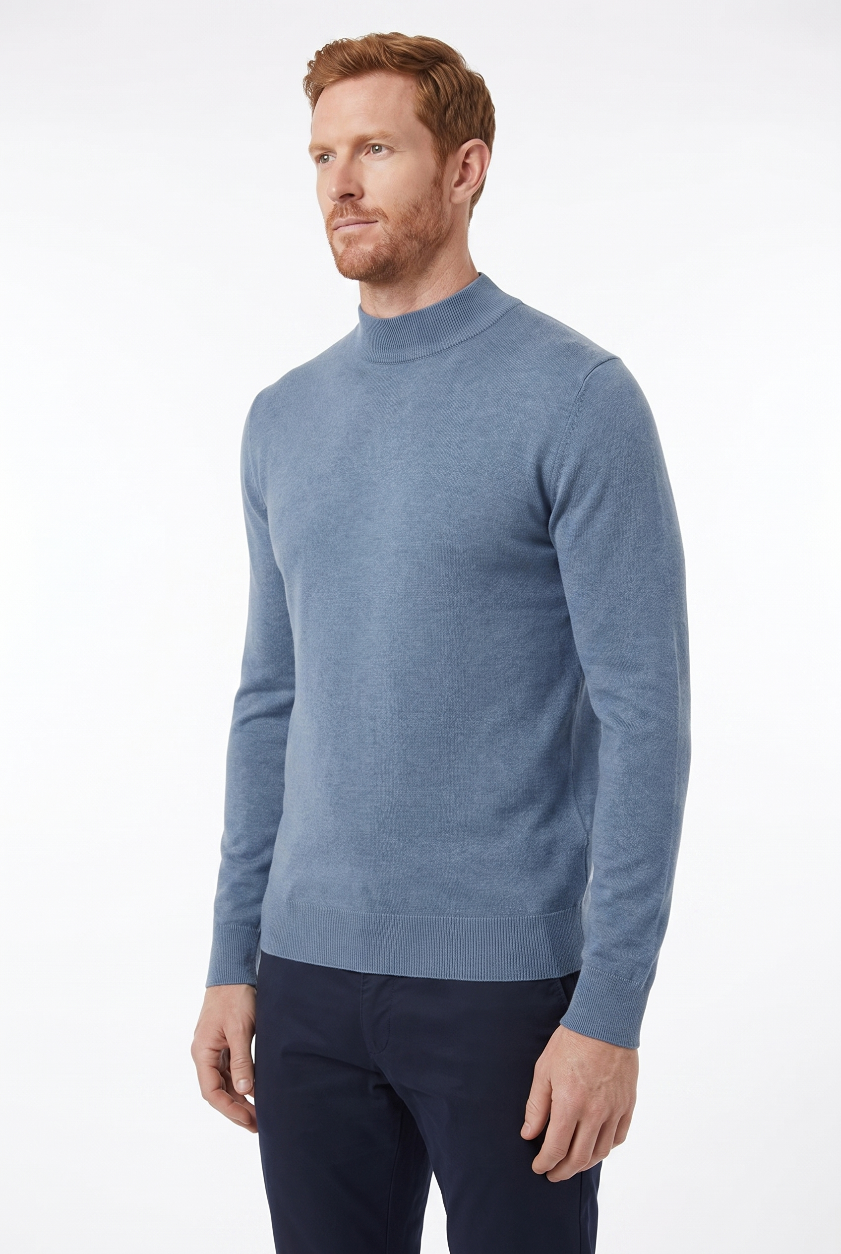 Men's Ultra Fine Cotton Mock Neck Jumper | Blackstone London