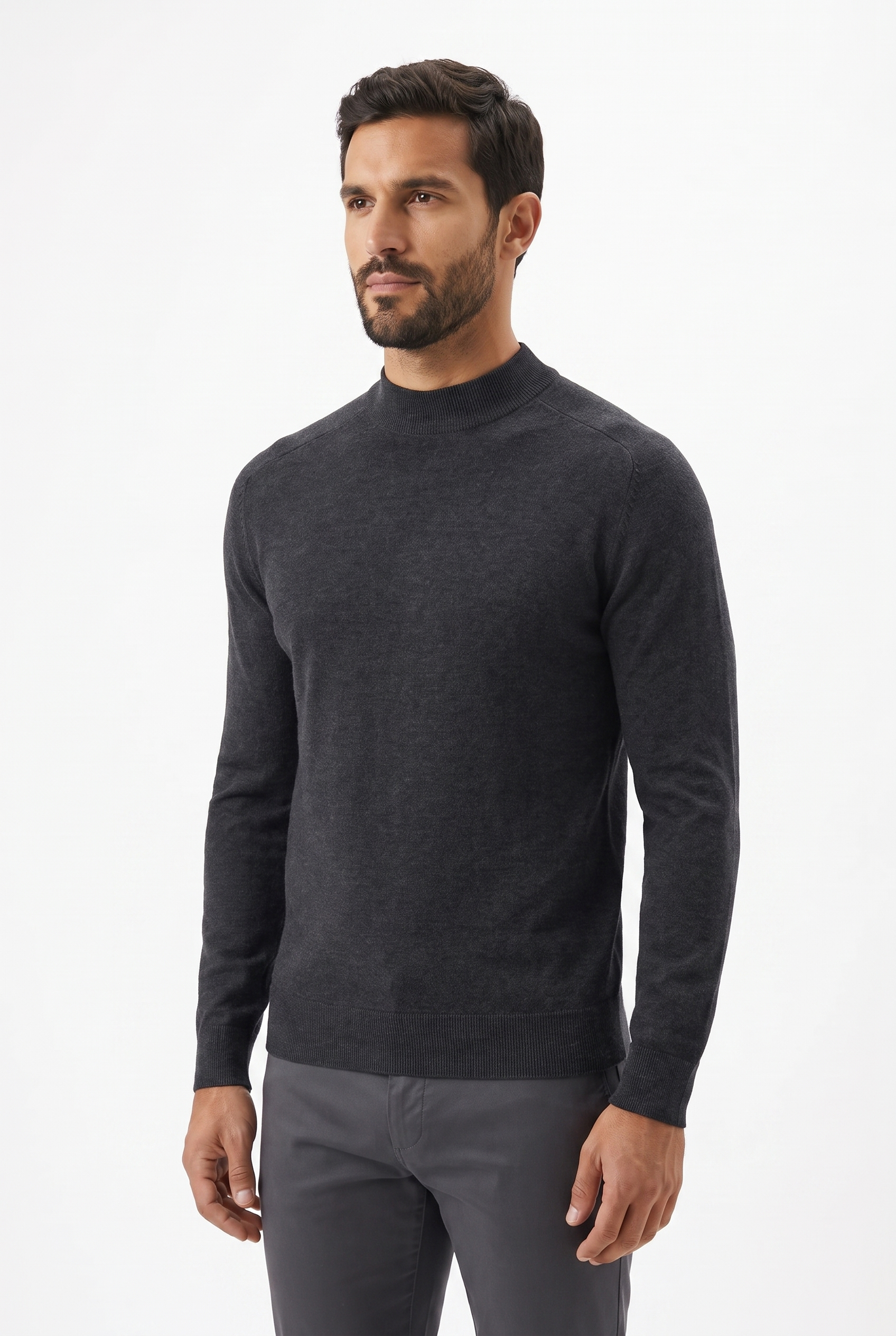 Men's Ultra Fine Cotton Mock Neck Jumper | Blackstone London