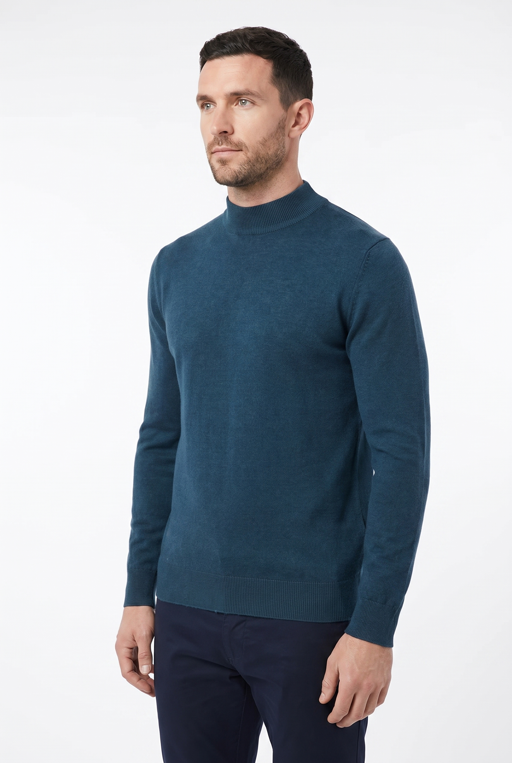 Men's Ultra Fine Cotton Mock Neck Jumper | Blackstone London
