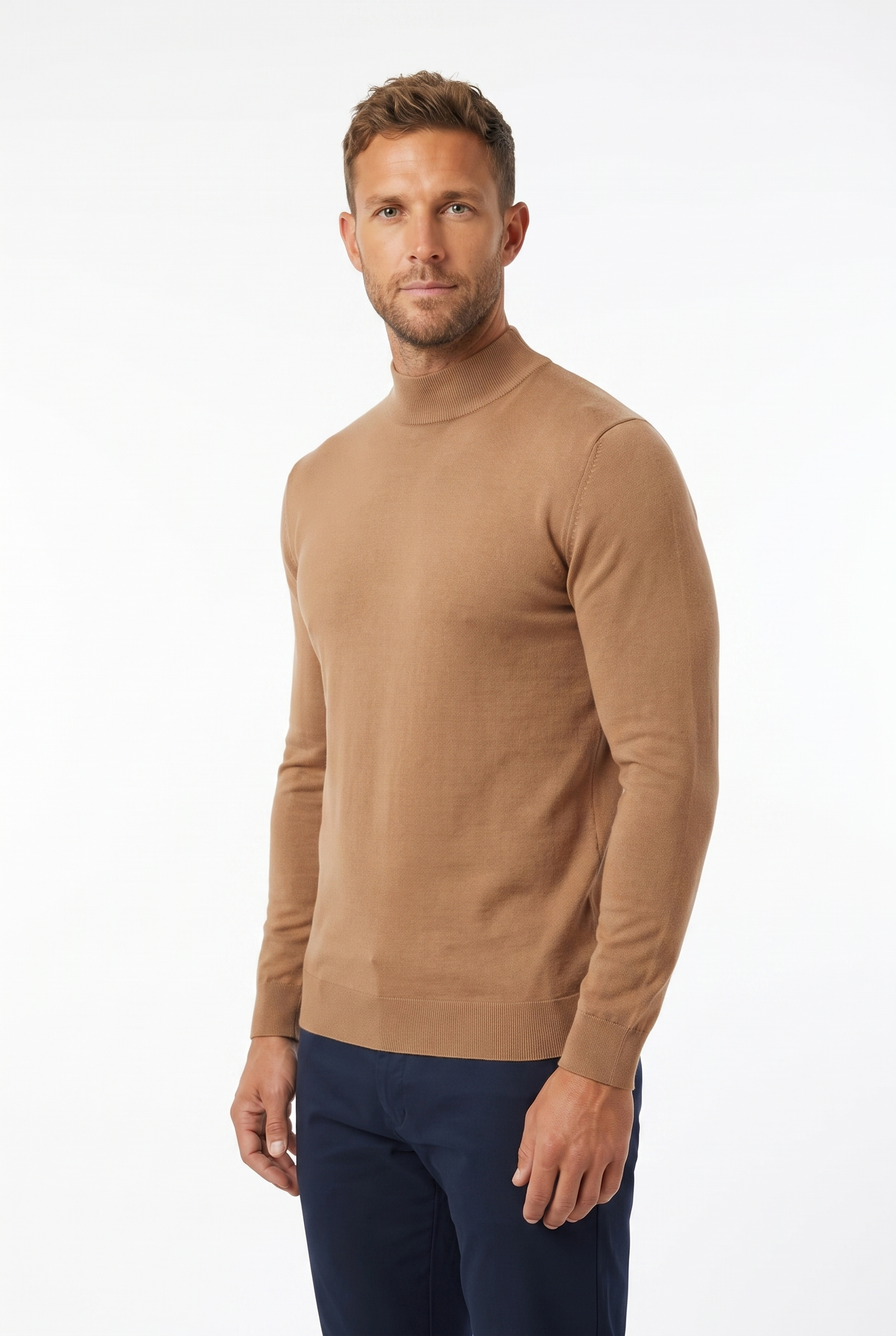 Men's Ultra Fine Cotton Mock Neck Jumper | Blackstone London