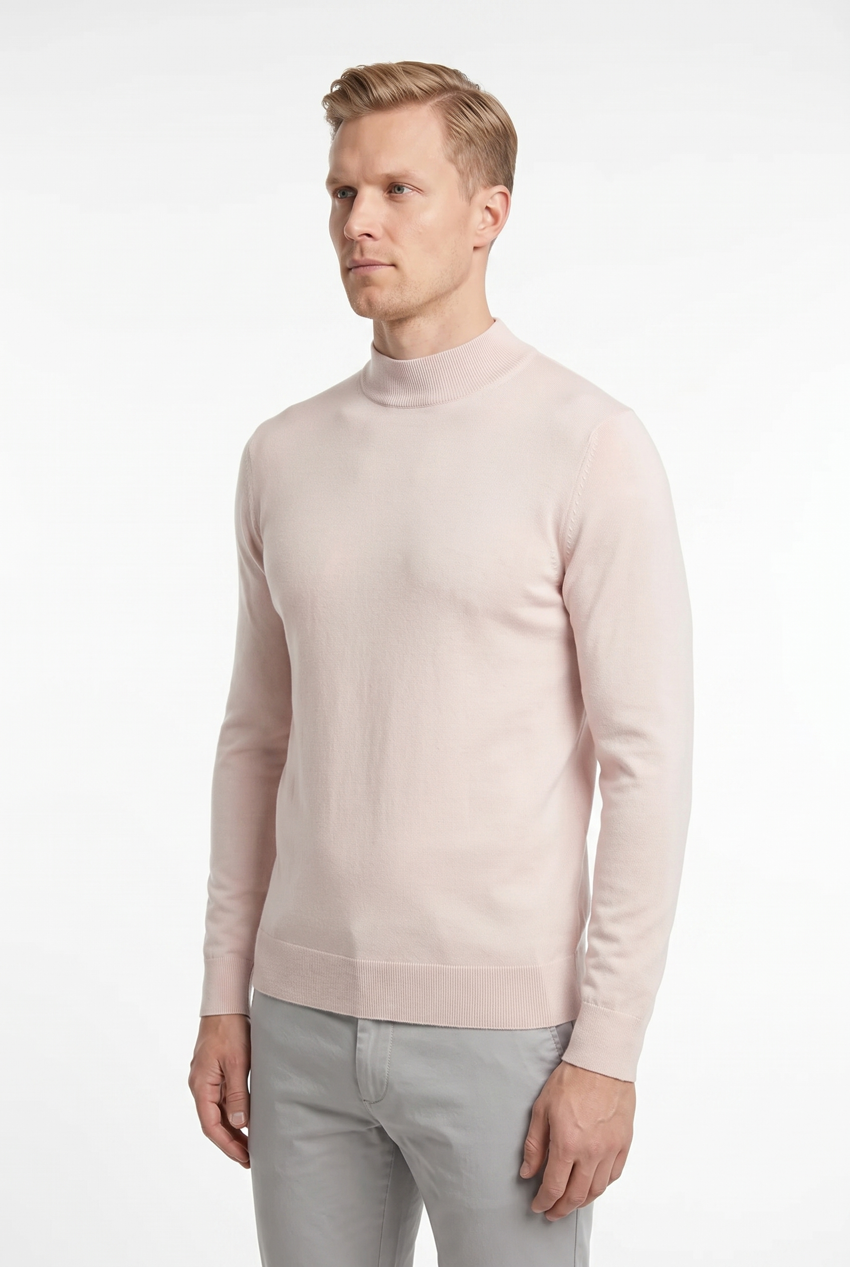 Men's Ultra Fine Cotton Mock Neck Jumper | Blackstone London