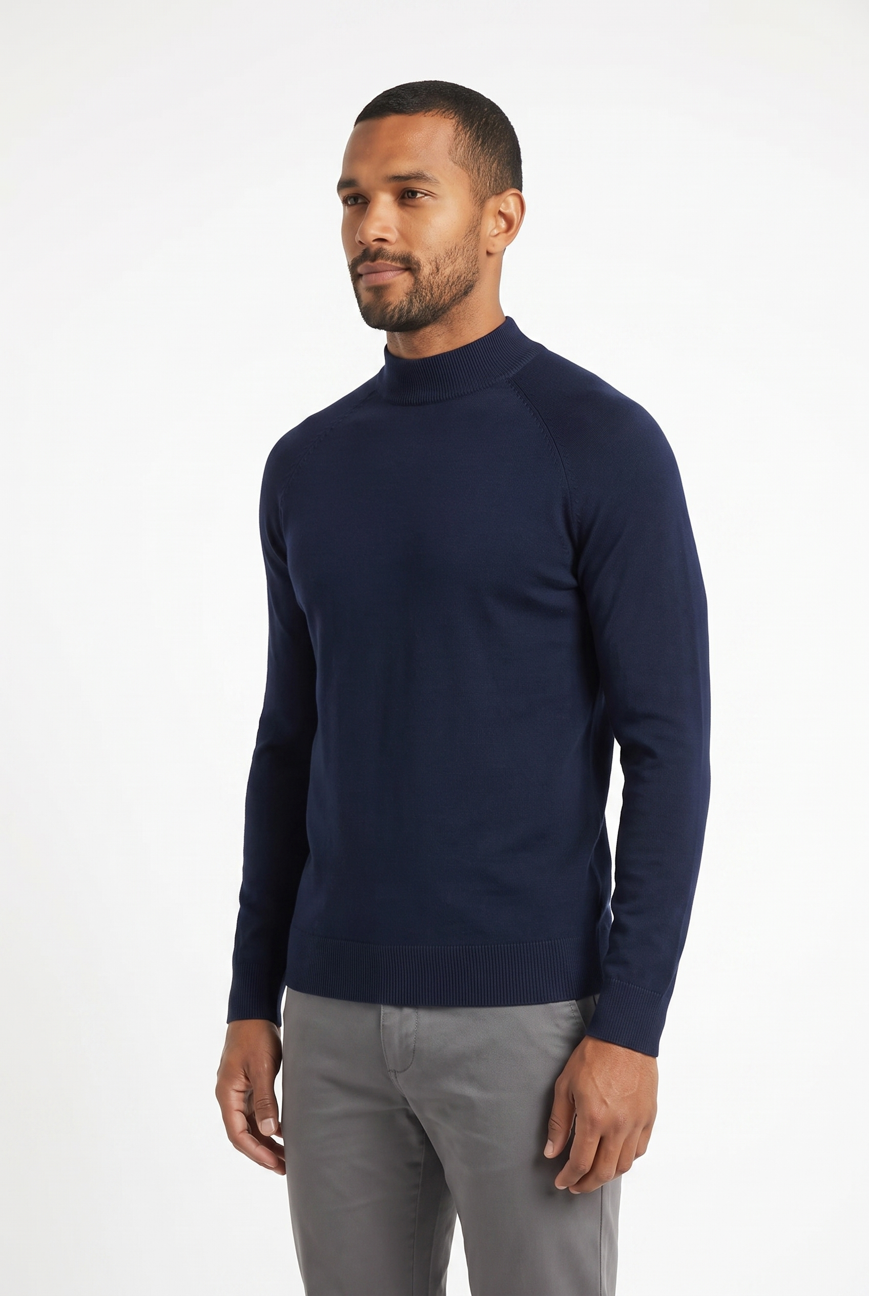 Men's Ultra Fine Cotton Mock Neck Jumper | Blackstone London