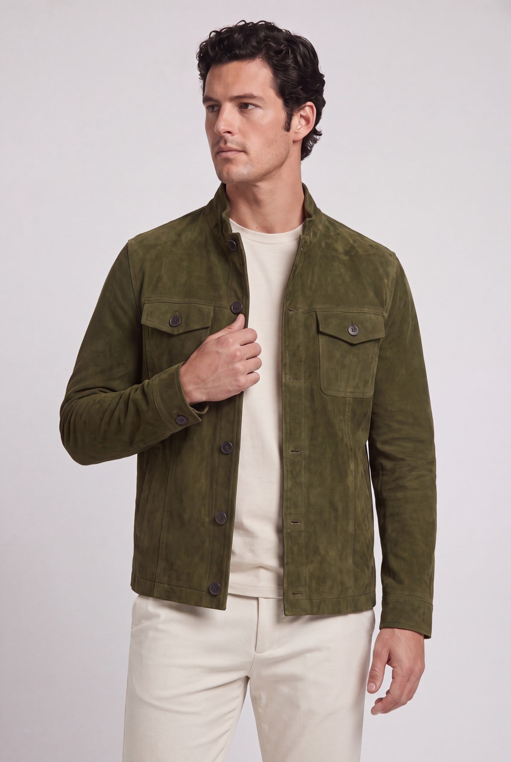 Olive Green Suede