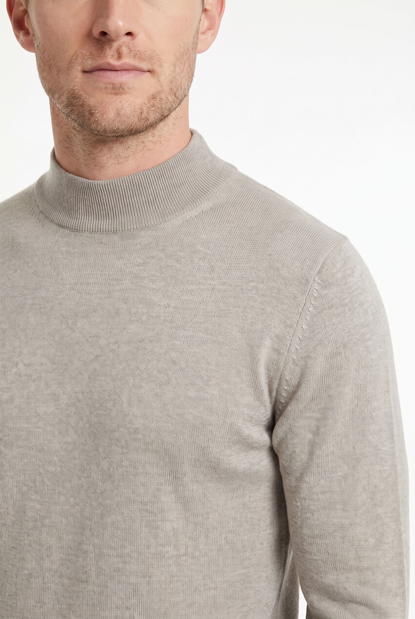 Men's Ultra Fine Cotton Mock Neck Jumper | Blackstone London