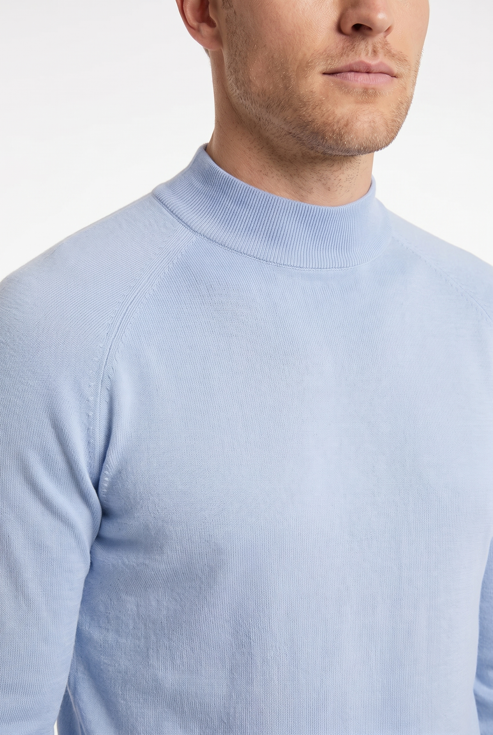 Men's Ultra Fine Cotton Mock Neck Jumper | Blackstone London