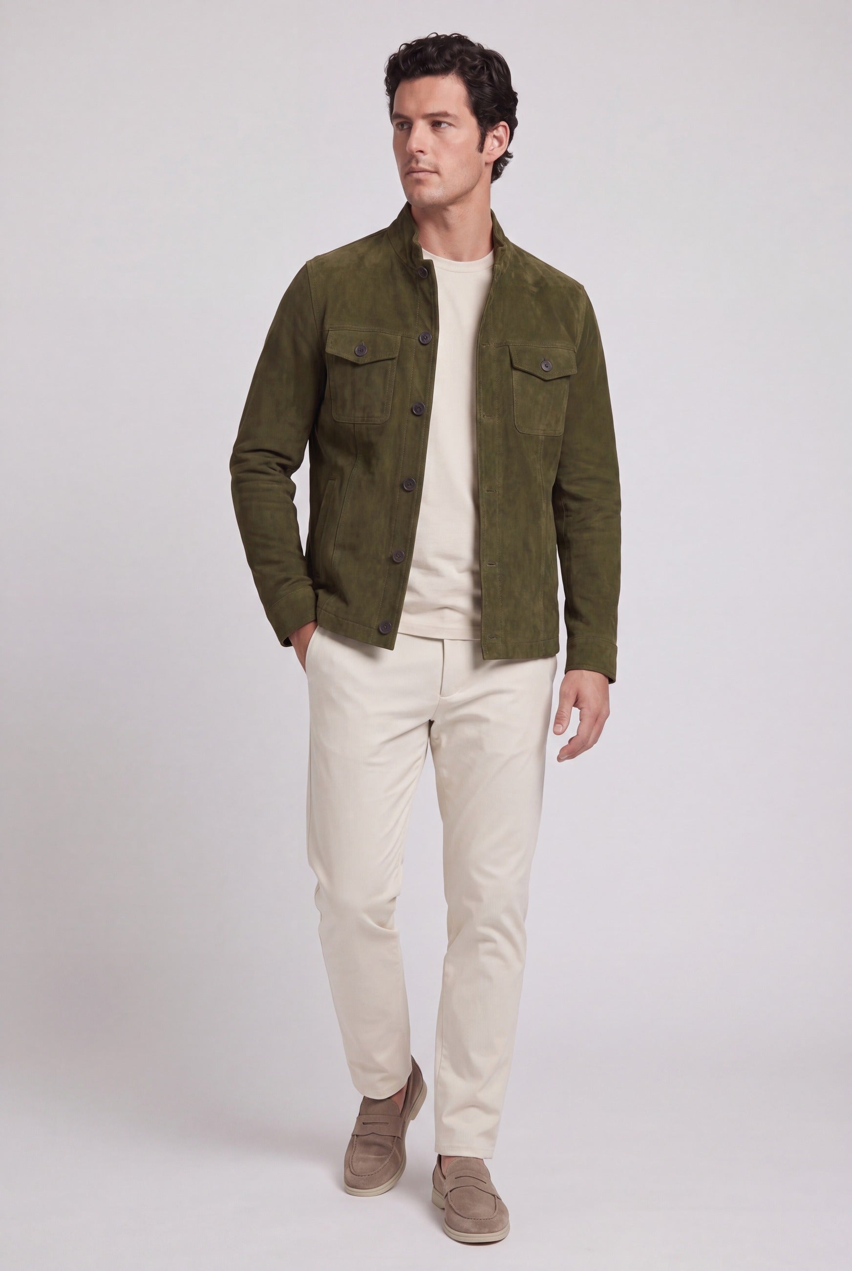 Olive Green Suede