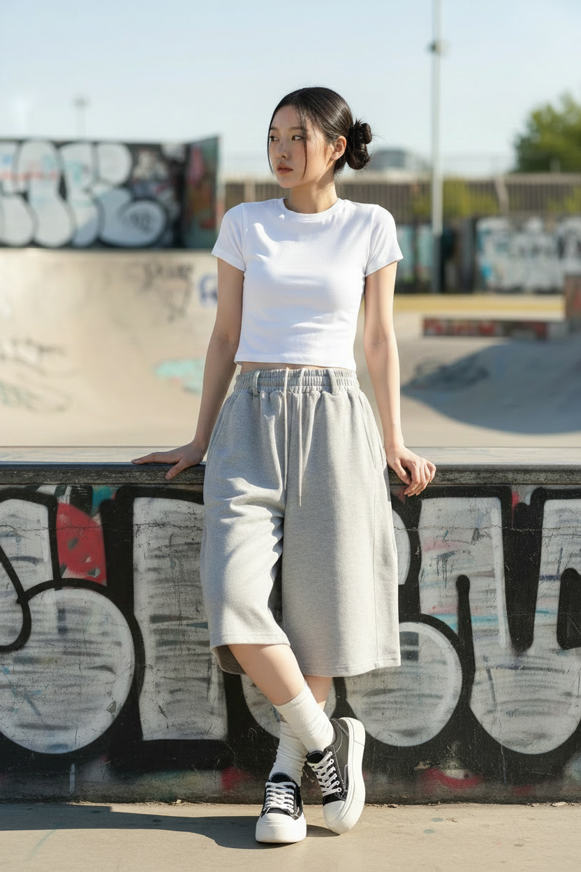 Women's Pleated Baggy Sweat Shorts | Blackstone London