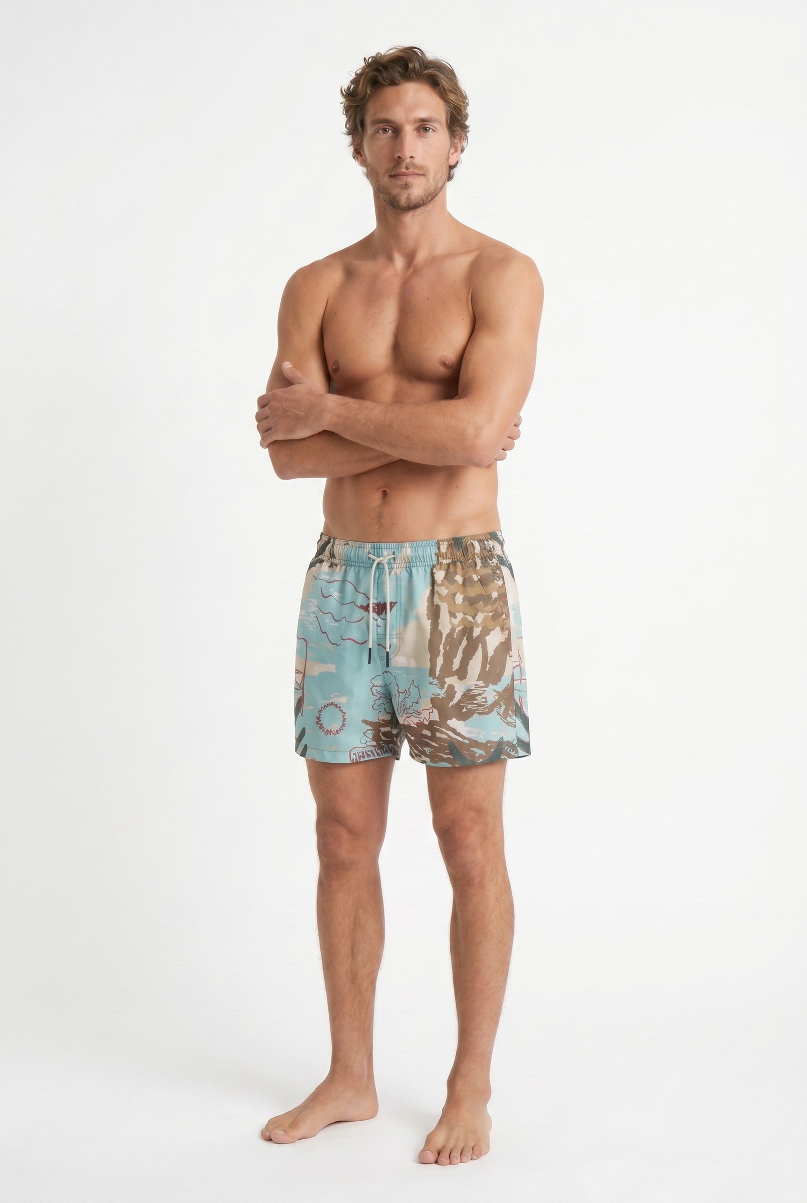 Men's Aqua Camo Swim Shorts | Blackstone London