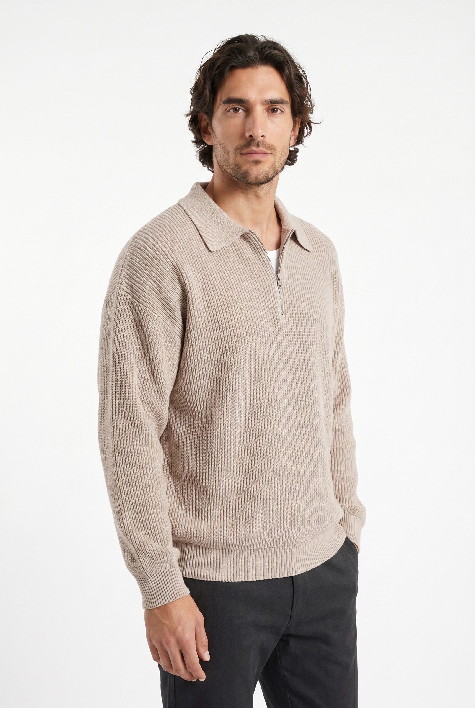 Men's Acid Washed Half-Zip Knit Pullover | Blackstone London