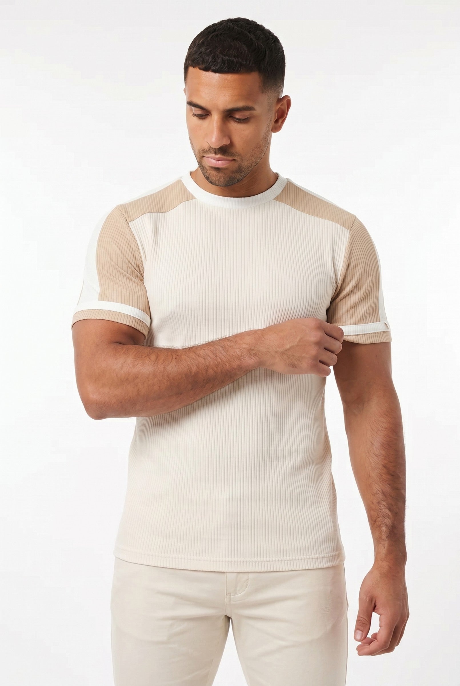 Men's Textured Colour Blocked T-Shirt | Blackstone London