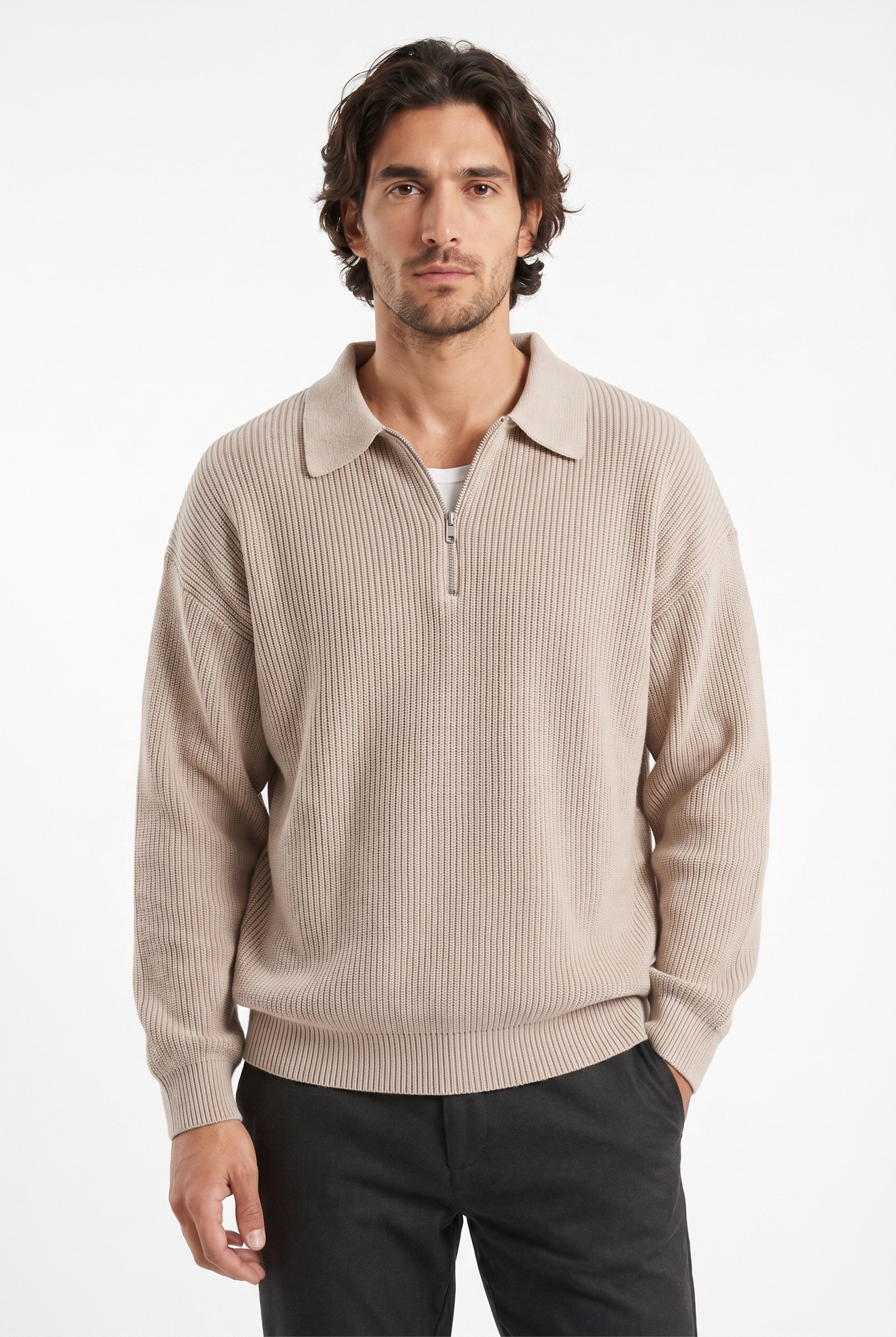 Men's Acid Washed Half-Zip Knit Pullover | Blackstone London