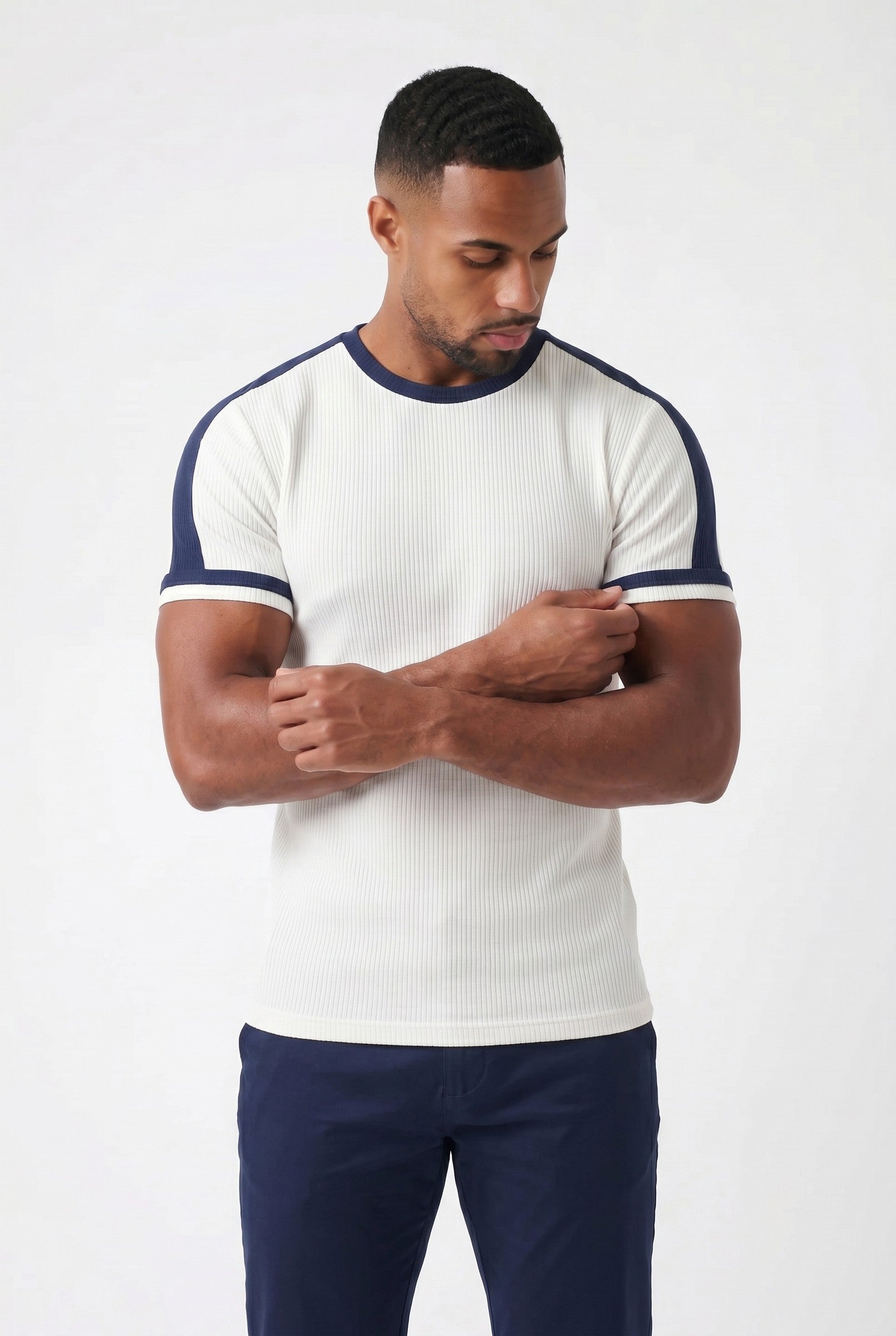 Men's Textured Colour Blocked T-Shirt | Blackstone London