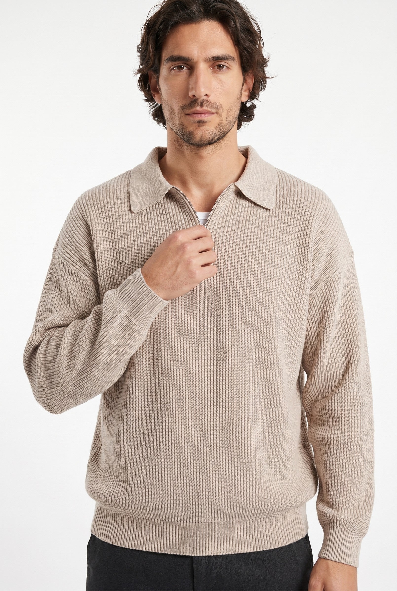 Men's Acid Washed Half-Zip Knit Pullover | Blackstone London