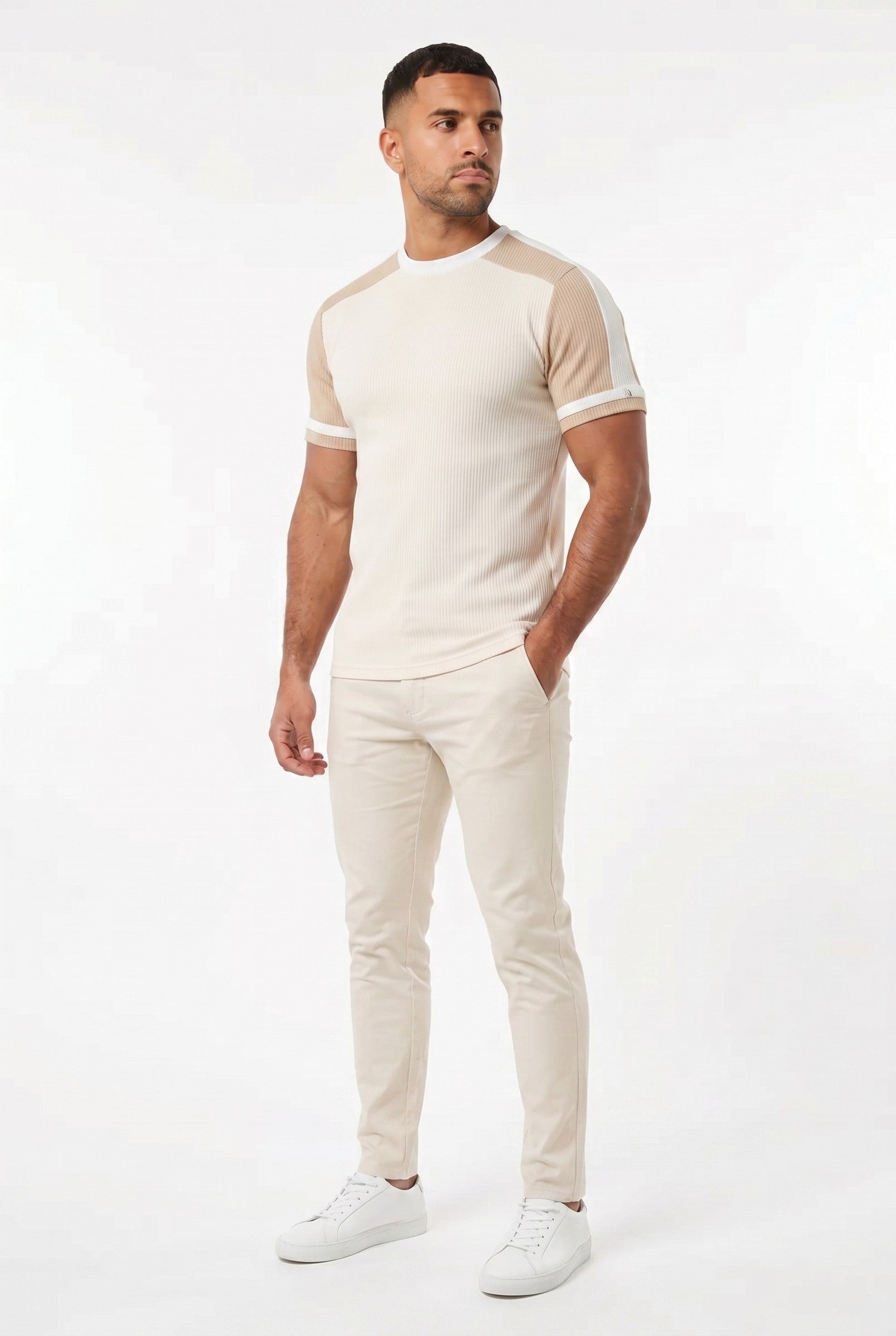 Men's Textured Colour Blocked T-Shirt | Blackstone London
