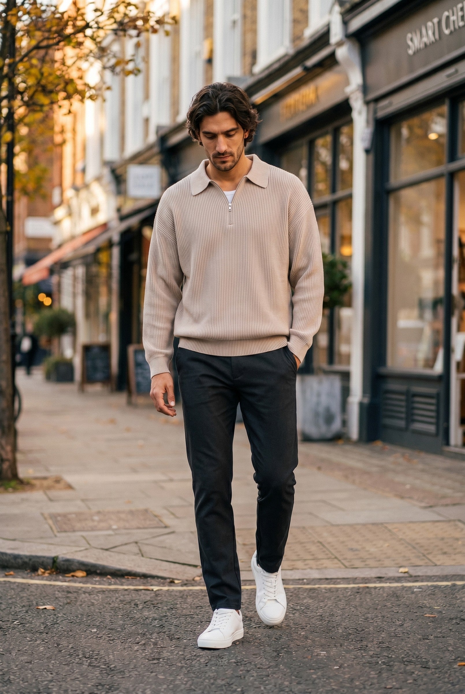 Men's Acid Washed Half-Zip Knit Pullover | Blackstone London