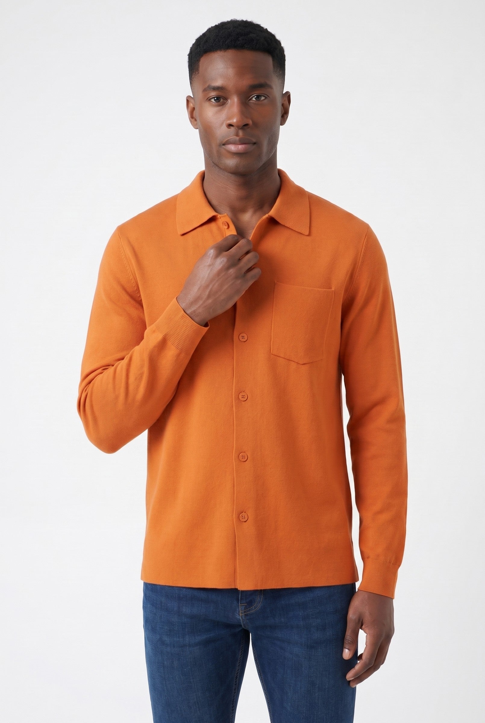 Men's Long Sleeve Knit Polo Shirt | Blackstone London
