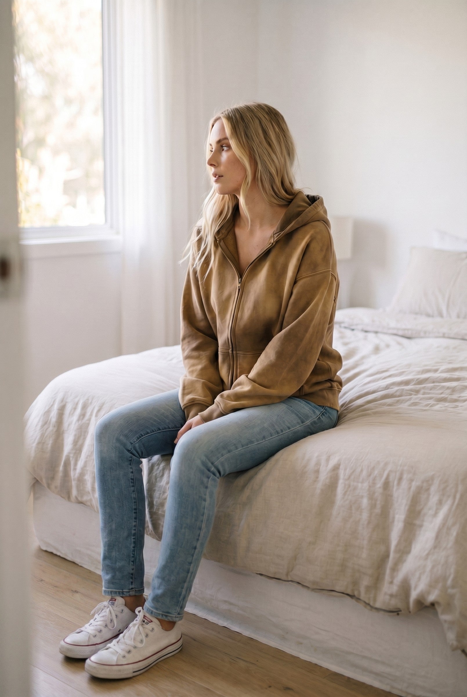 Women's Acid Wash Zip Hoodie | Blackstone London