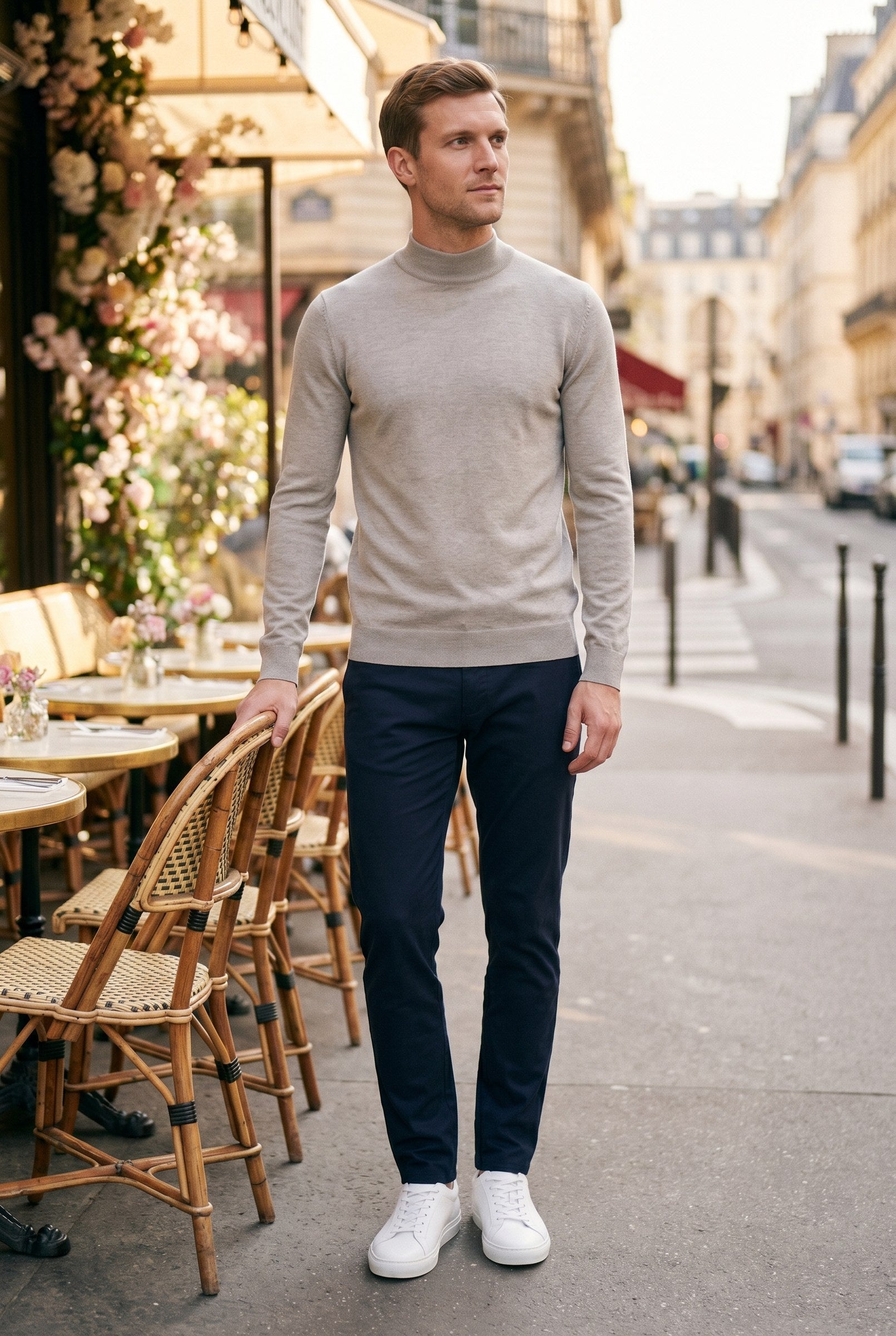 Men's Ultra Fine Cotton Mock Neck Jumper | Blackstone London