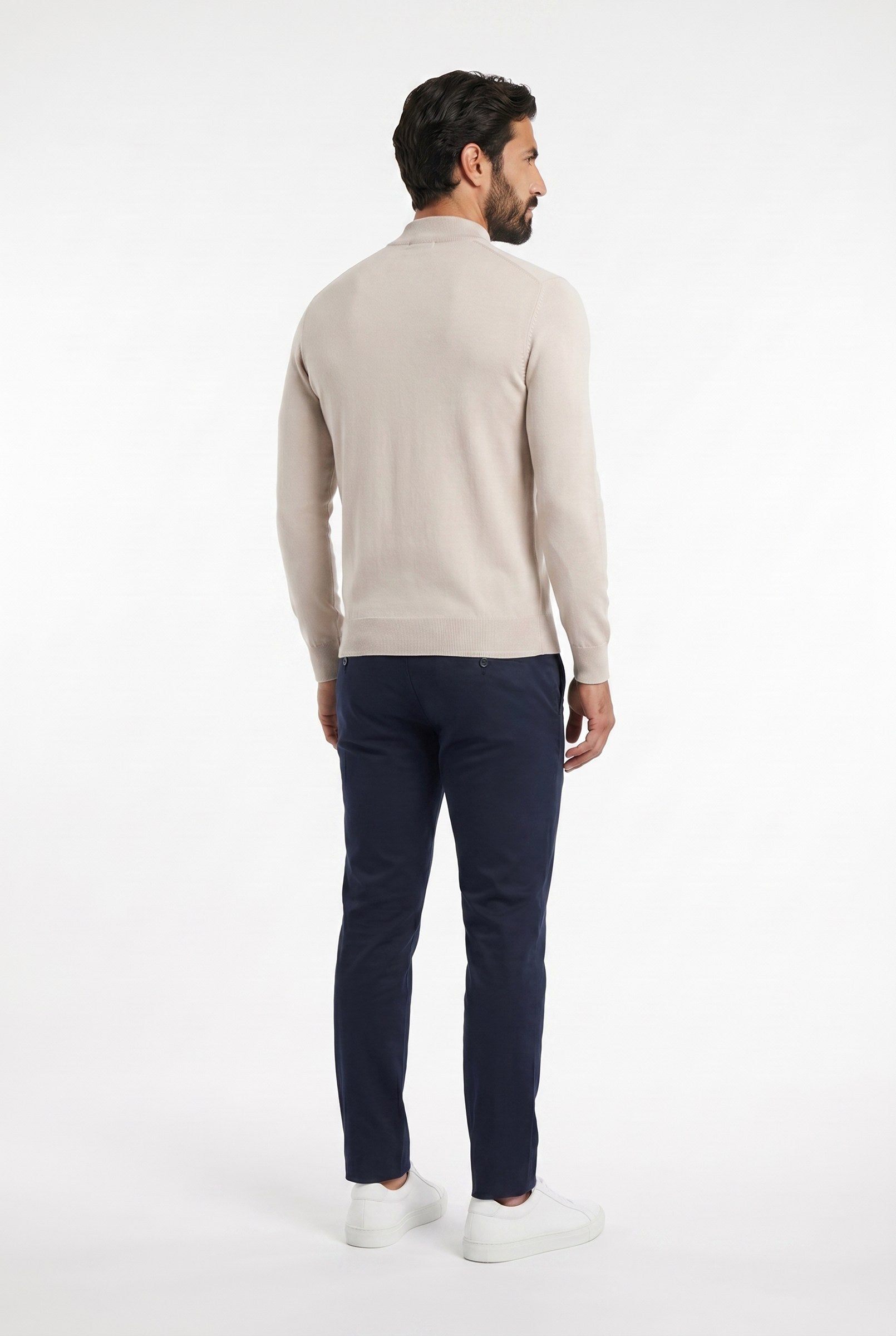 Men's Ultra Fine Cotton Mock Neck Jumper | Blackstone London