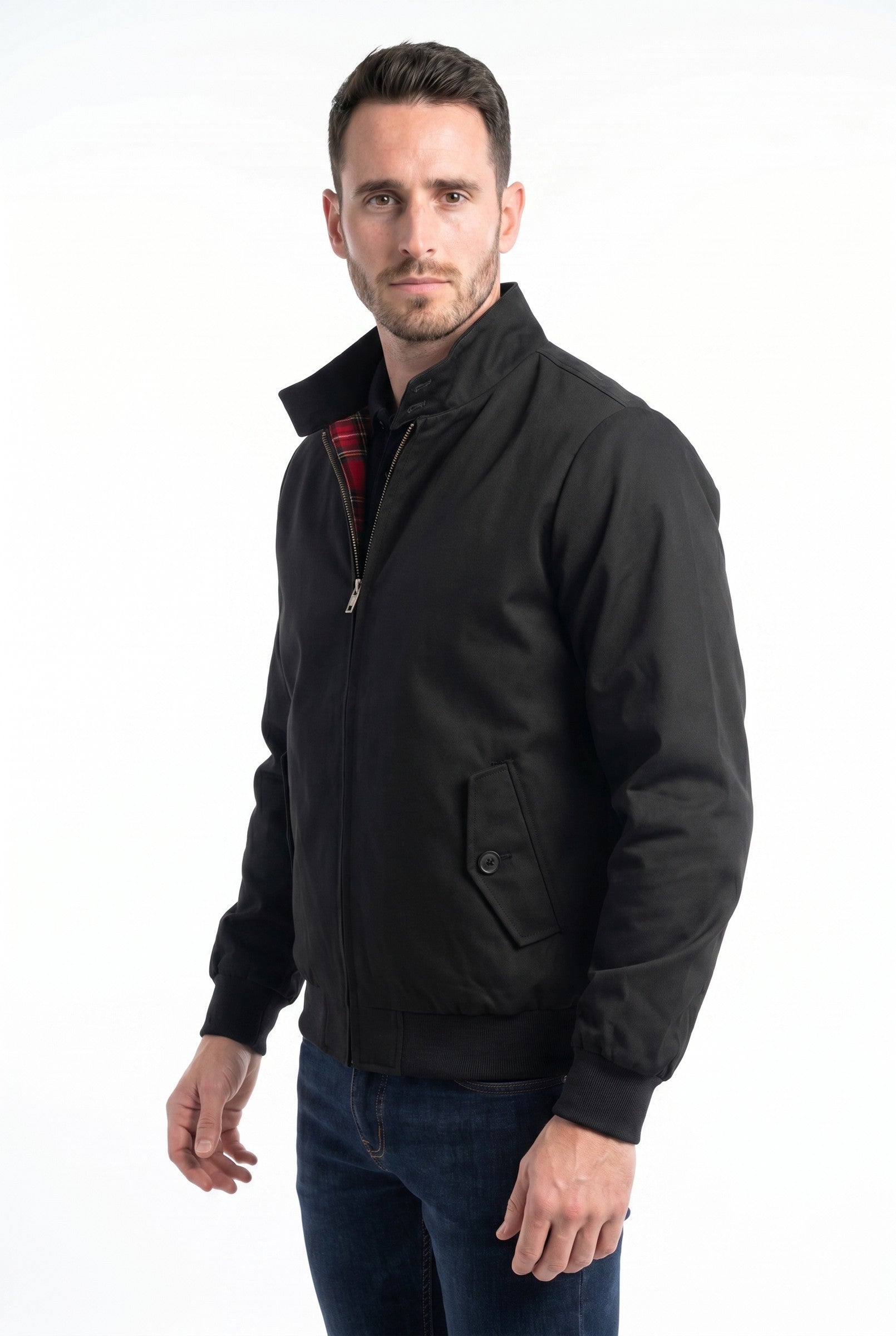 Men's Premium Tartan-Lined Harrington Jacket | Blackstone London