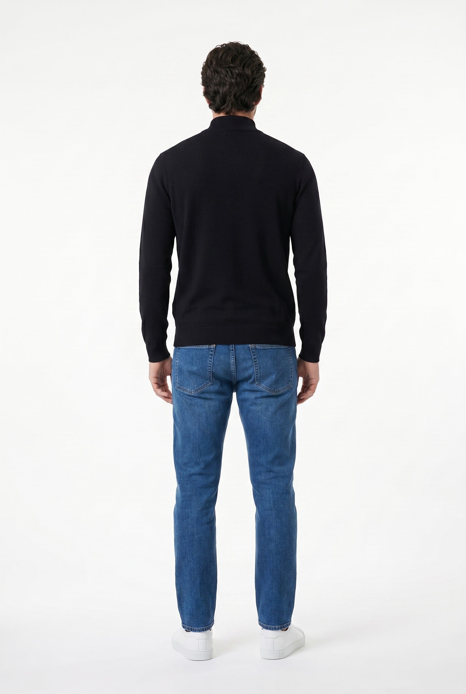 Men's Cotton Knitted Half Zip Funnel Neck Jumper | Blackstone London