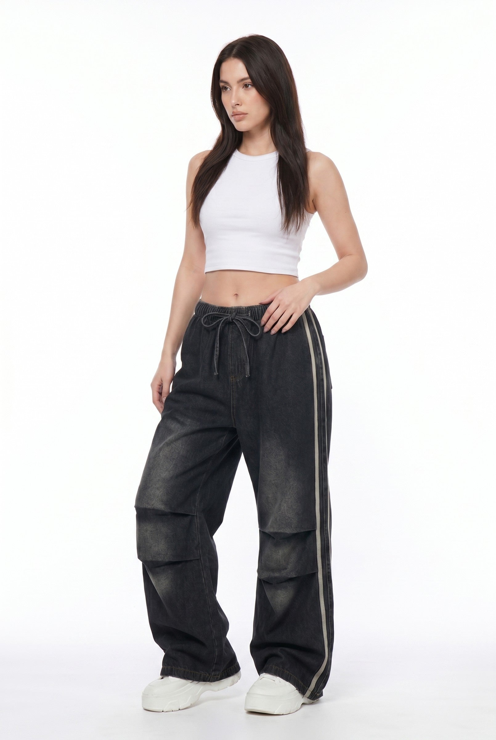 Women's Wide Leg Track Balloon Jeans | Blackstone London