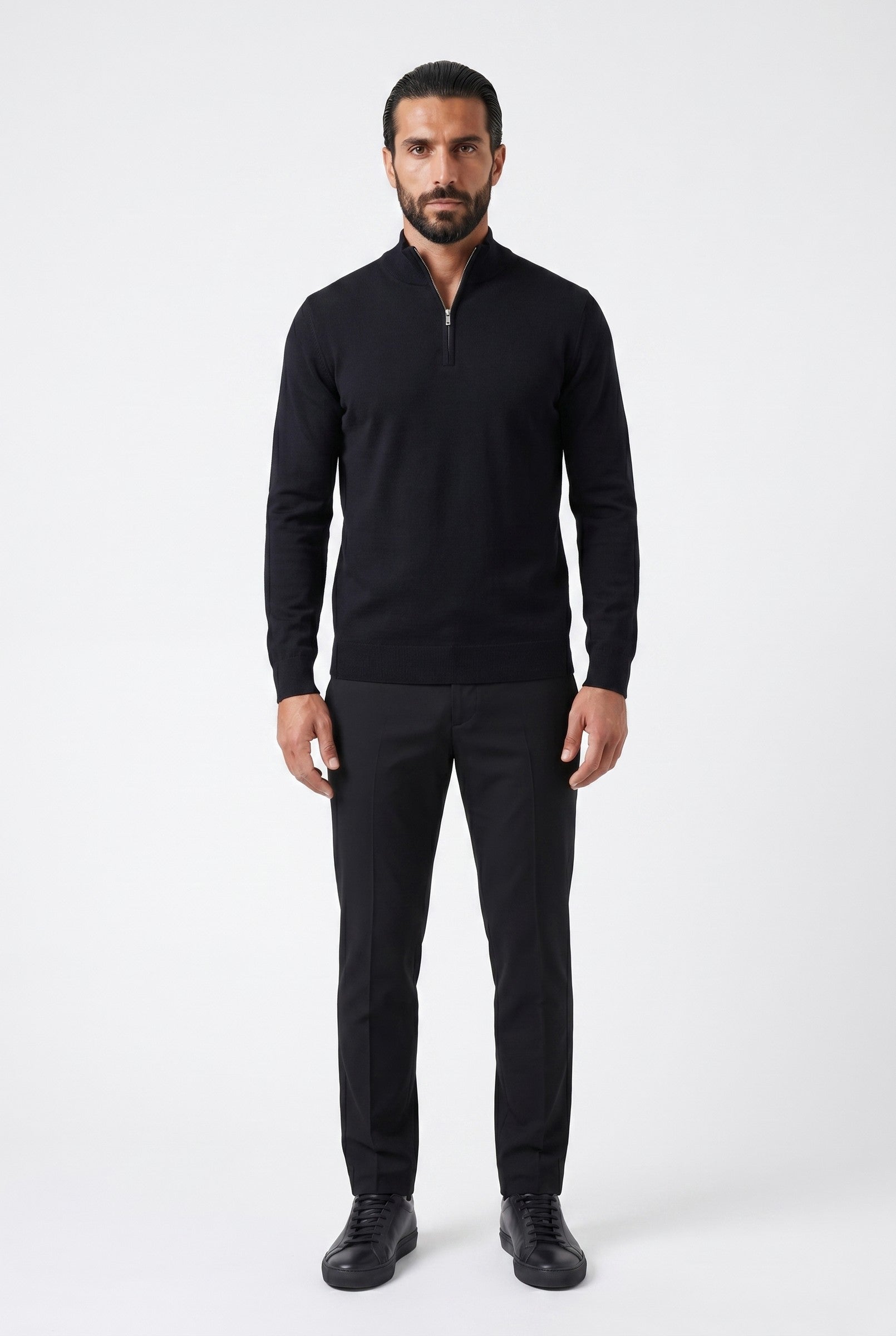 Men's Cotton Knitted Half-Zip Funnel | Blackstone London