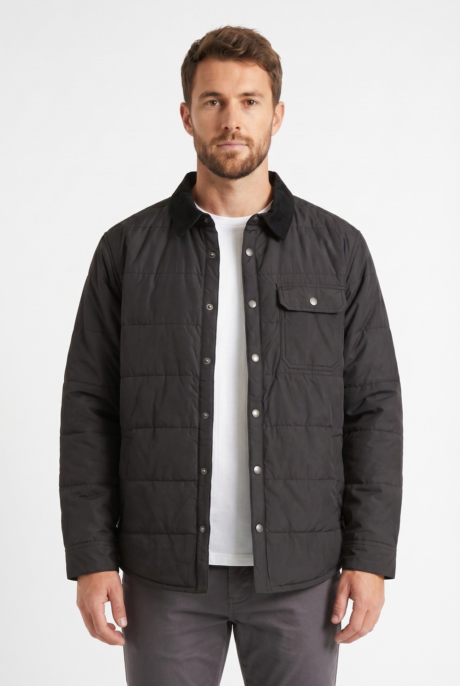 Men's Black Quilted Shacket | Blackstone London
