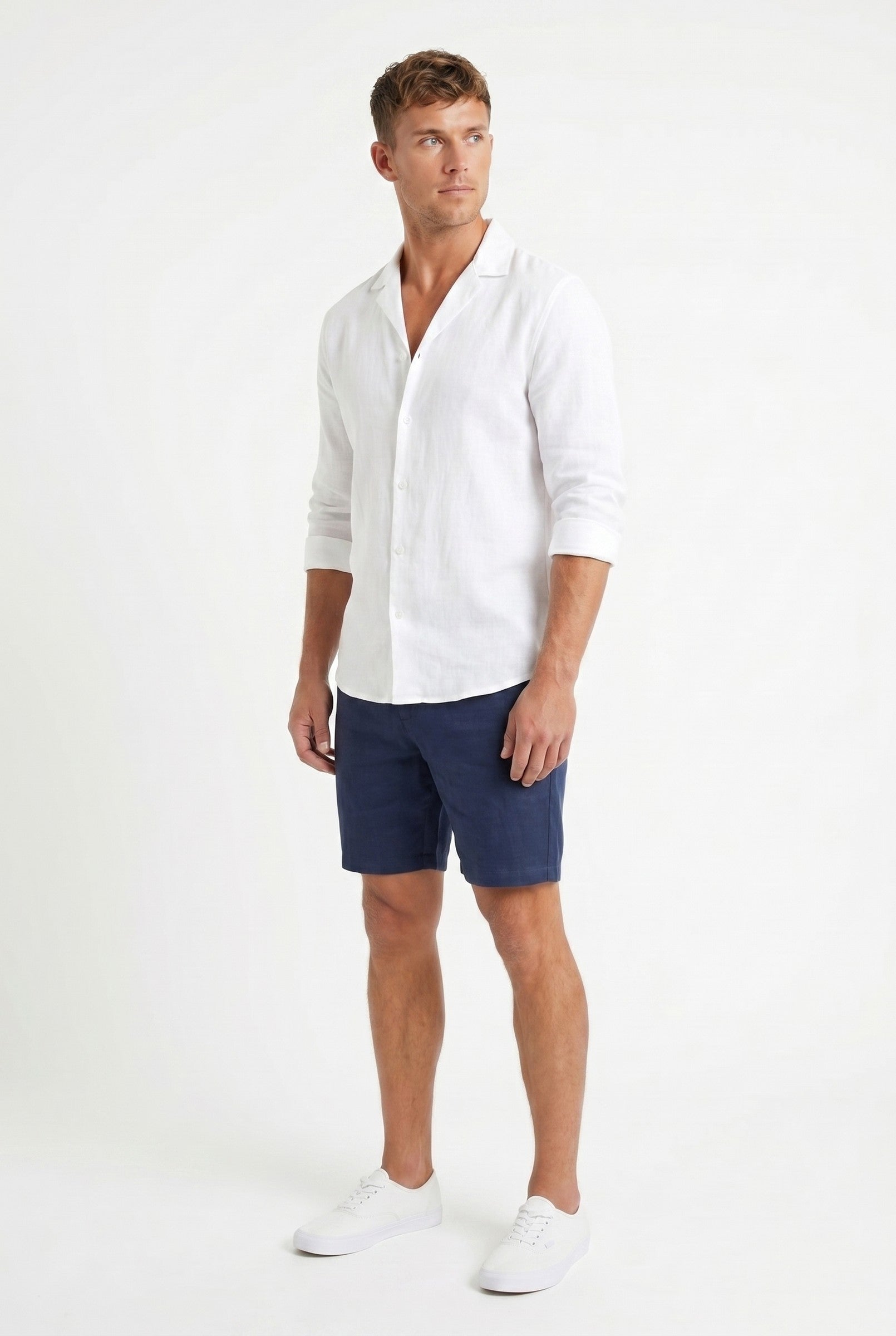 Men's Stretch Linen Blend Cuban Collar Shirt | Blackstone London