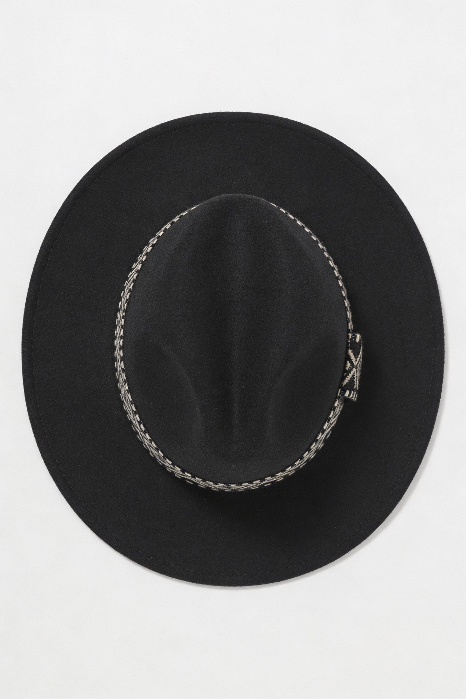 Men's Wide Brim Fedora Hat with Aztec Band | Blackstone London