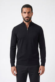 Men's Cotton Knitted Half-Zip Funnel | Blackstone London
