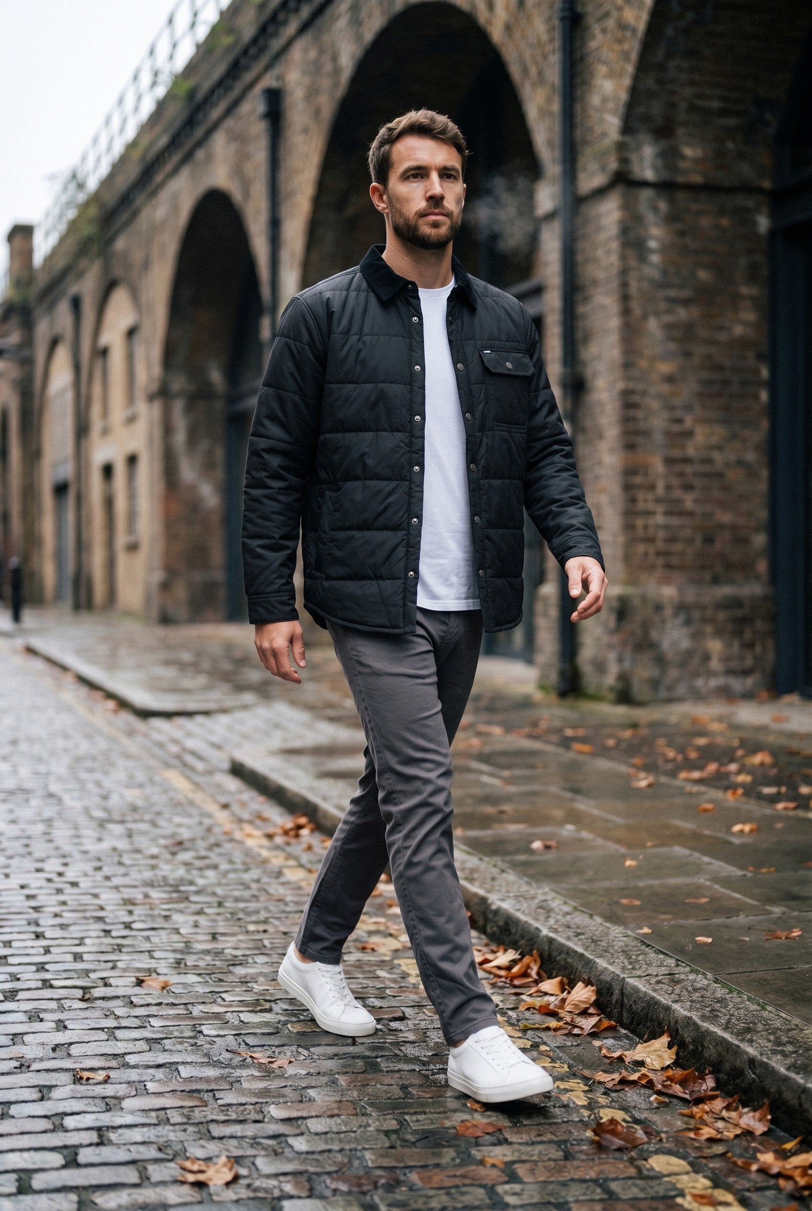 Men's Black Quilted Shacket | Blackstone London