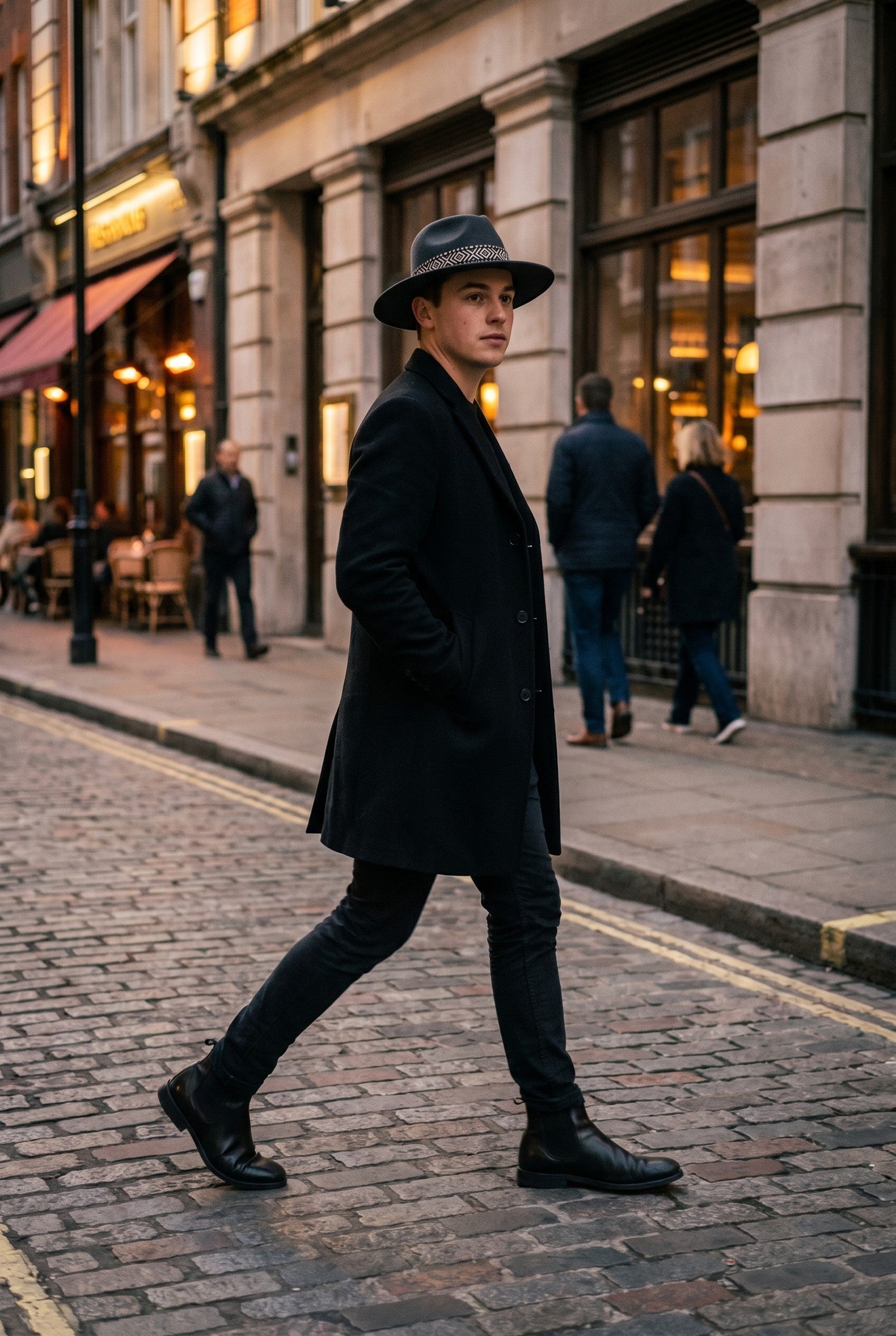 Men's Wide Brim Fedora Hat with Aztec Band | Blackstone London