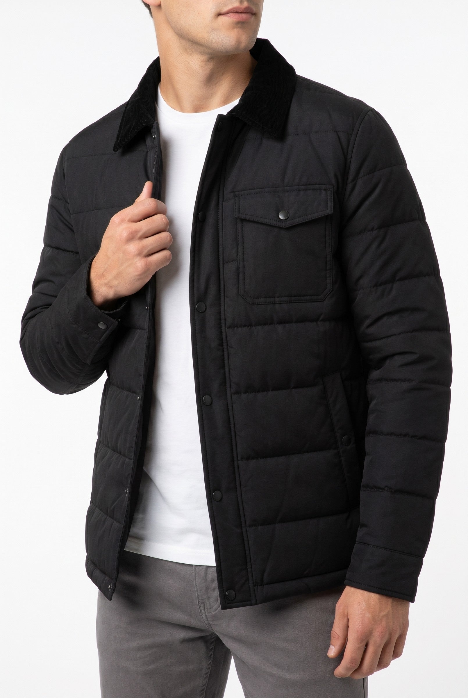 Men's Black Quilted Shacket | Blackstone London