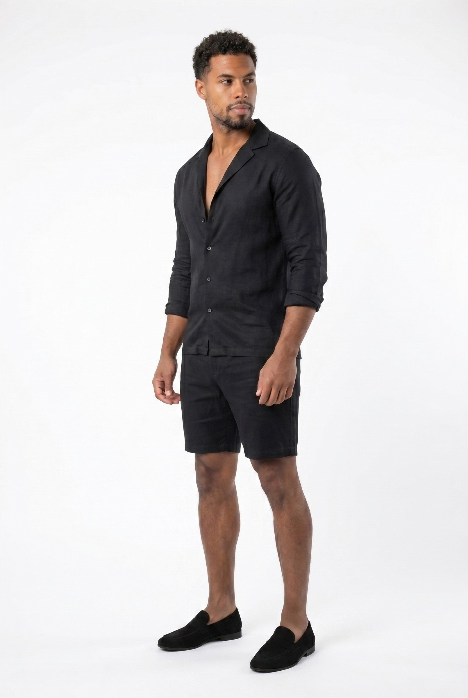 Men's Stretch Linen Blend Cuban Collar Shirt | Blackstone London