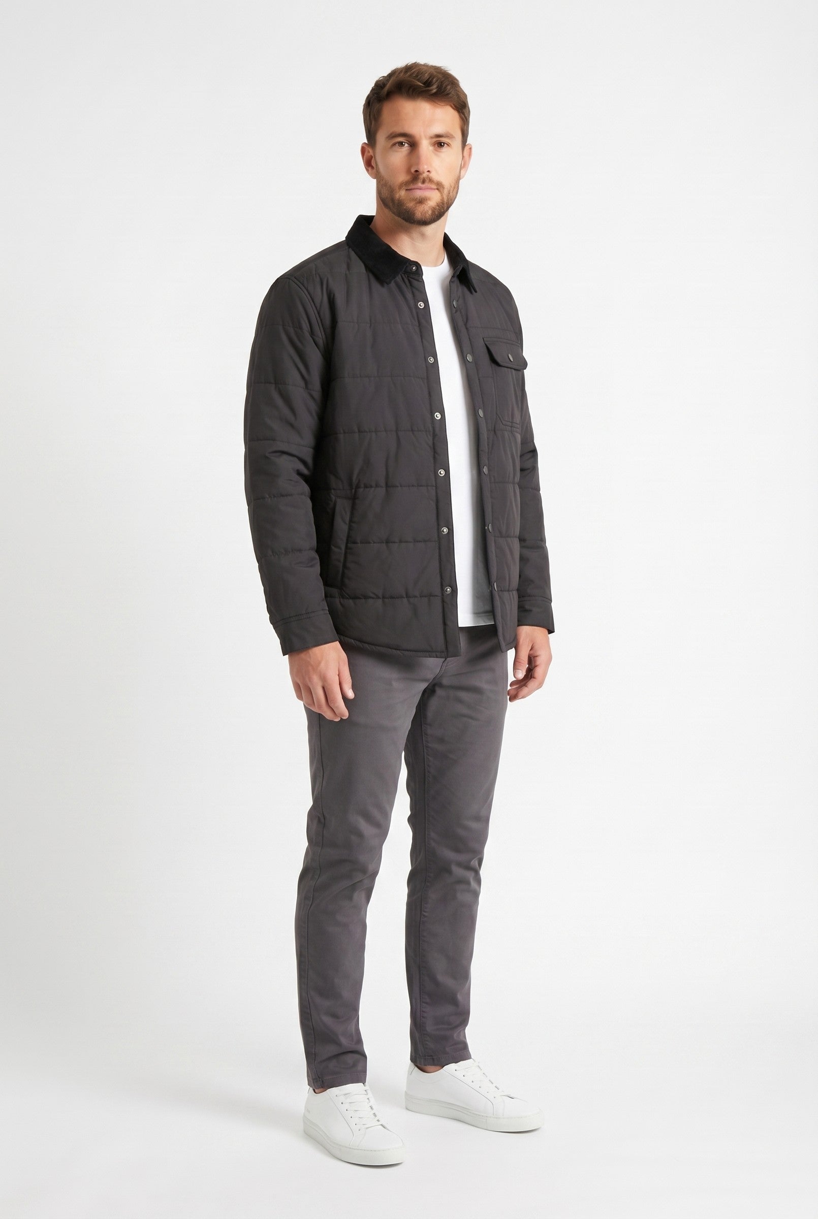 Men's Black Quilted Shacket | Blackstone London