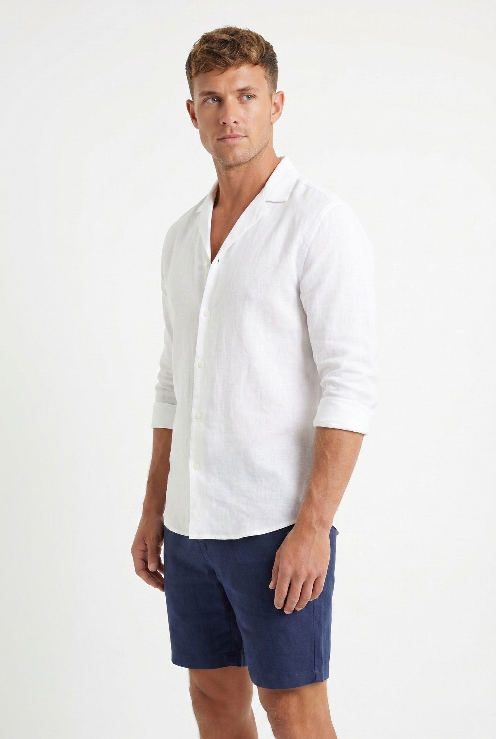 Men's Stretch Linen Blend Cuban Collar Shirt | Blackstone London