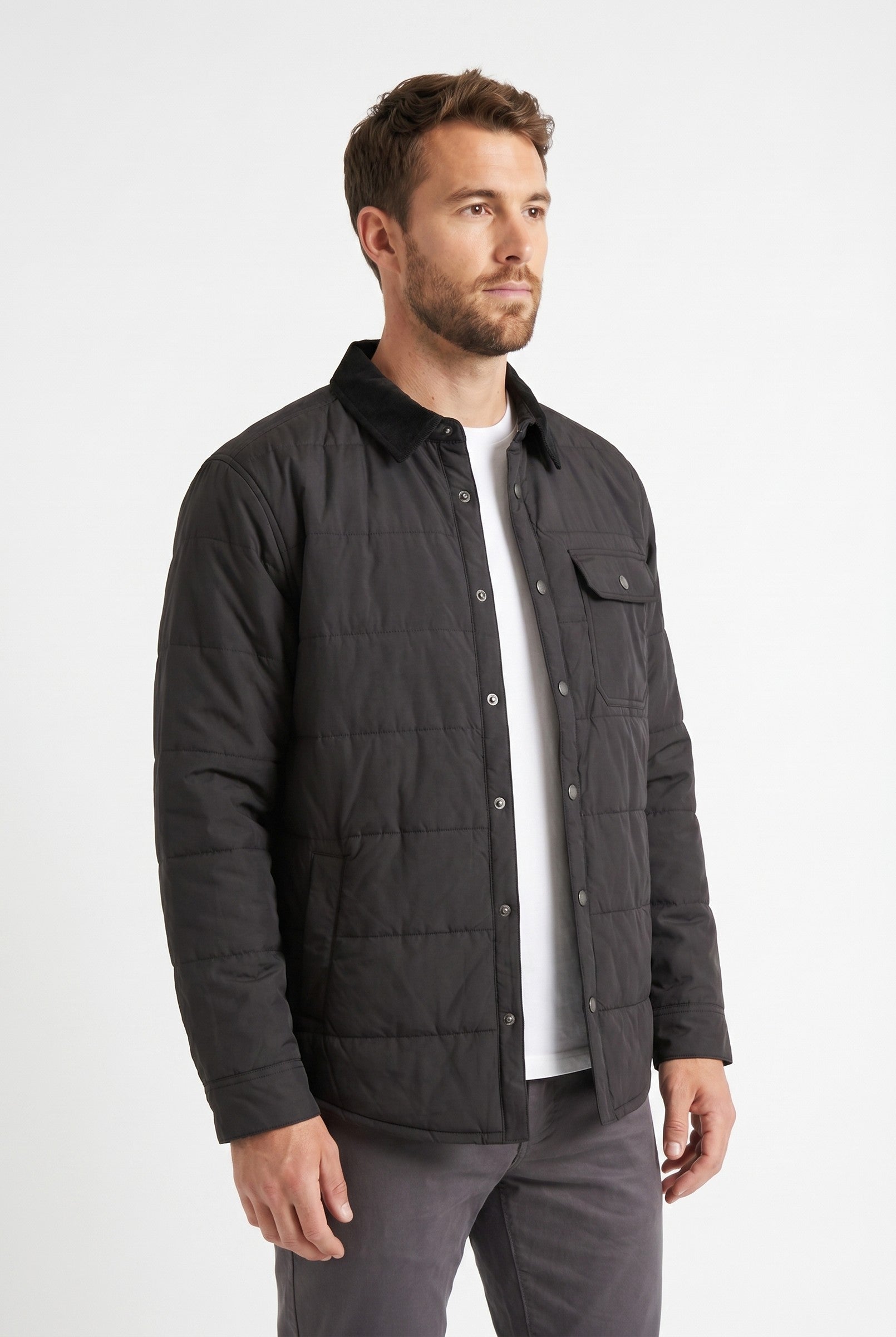 Men's Black Quilted Shacket | Blackstone London