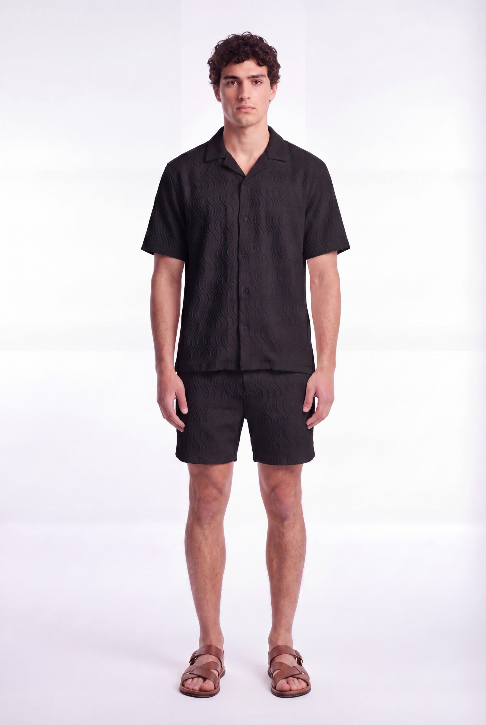 Men's Wave Textured Drawstring Shorts | Blackstone London
