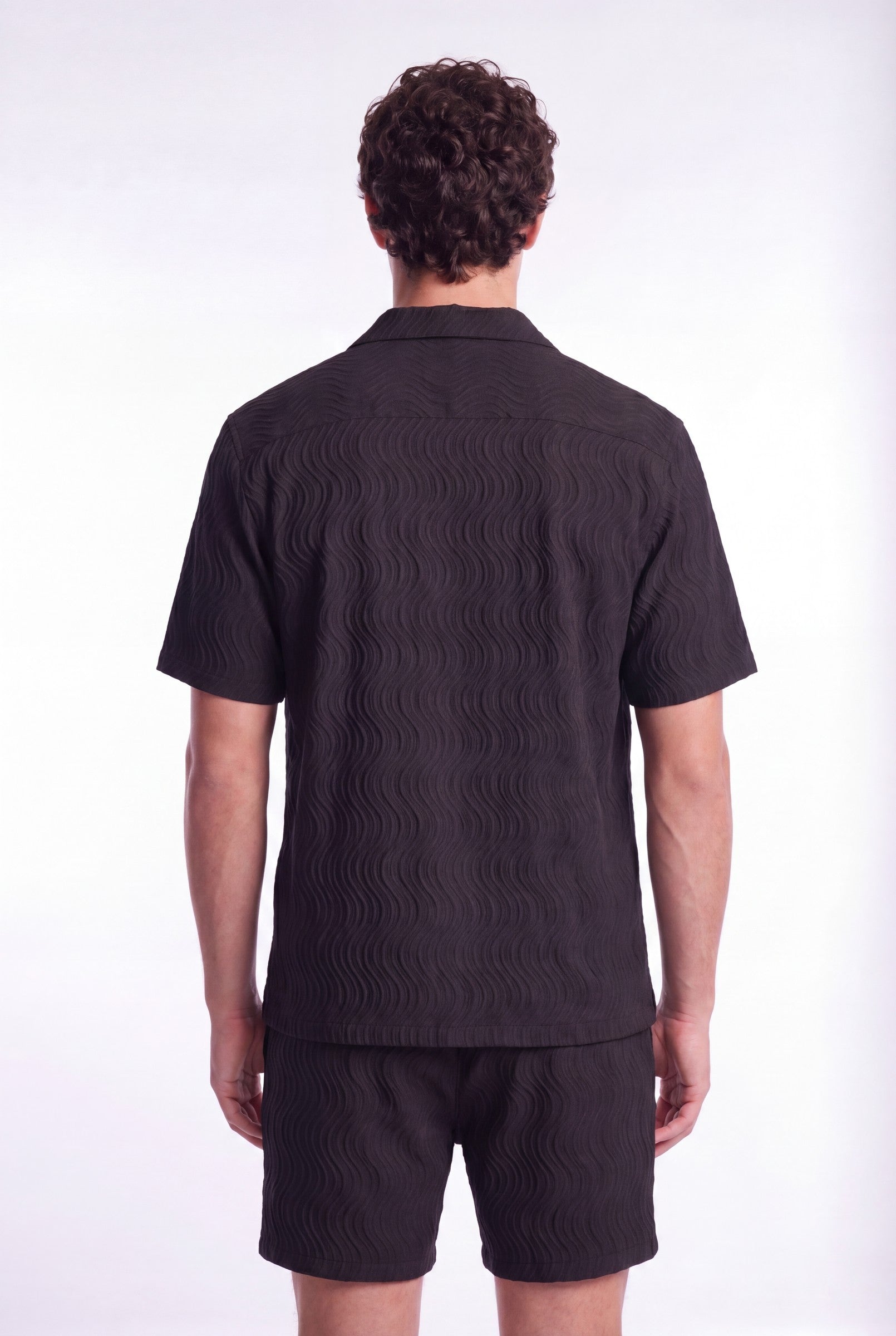 Men's Wave Textured Camp Collar Shirt | Blackstone London