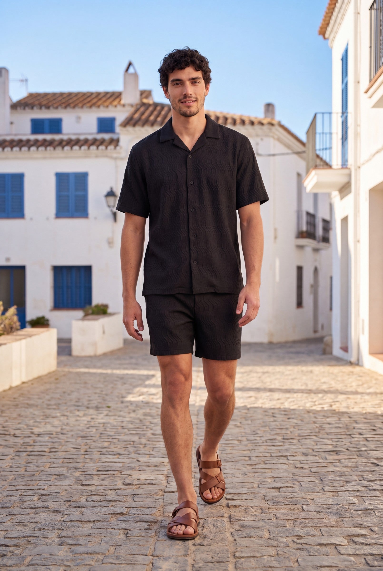 Men's Wave Textured Drawstring Shorts | Blackstone London