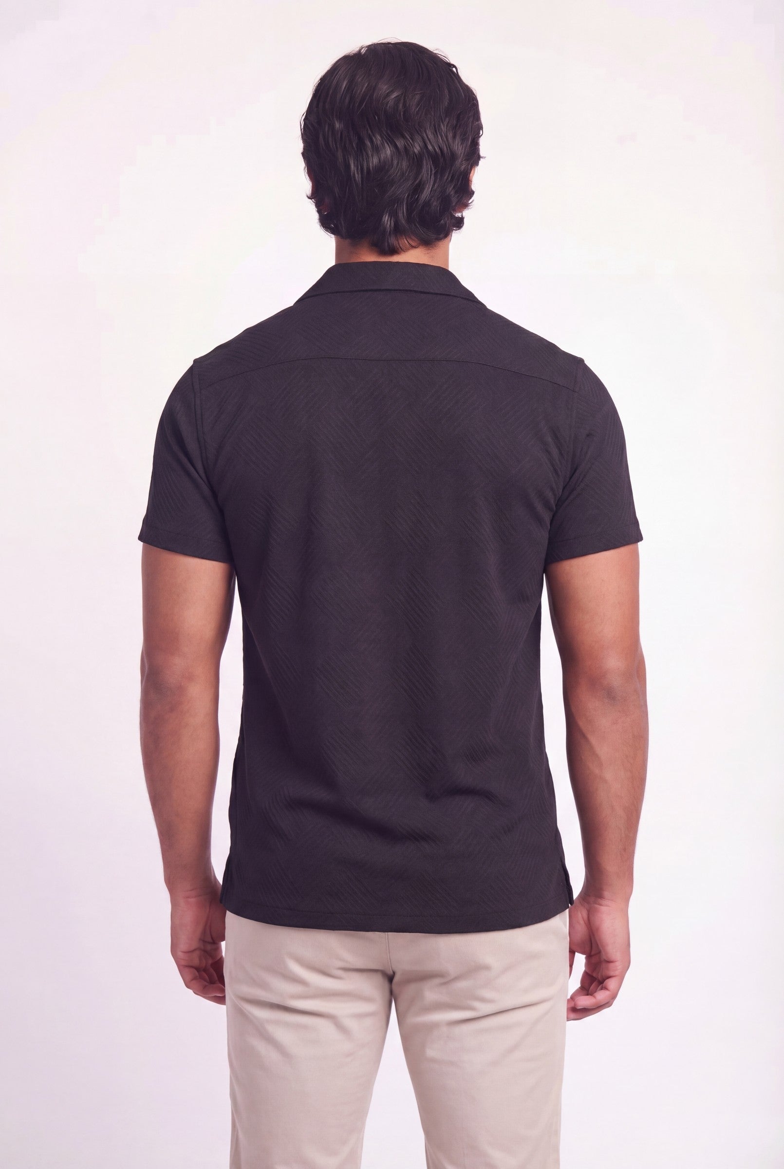 Men's Woven Textured Cuban Collar Shirt | Blackstone London