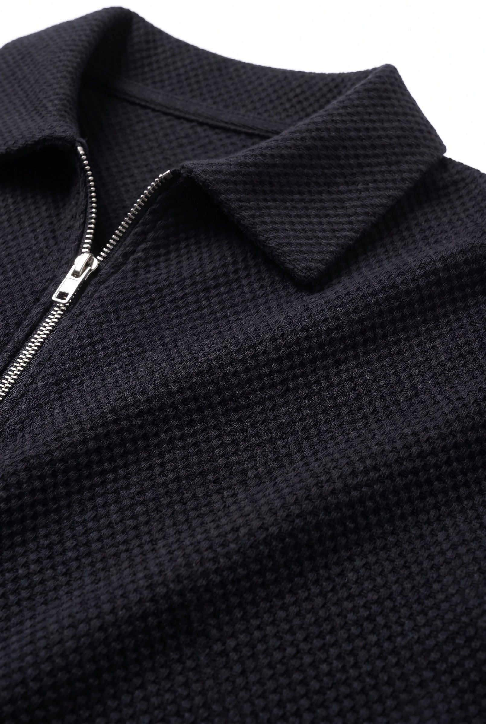 Men's Long Sleeve Textured Polo | Blackstone London