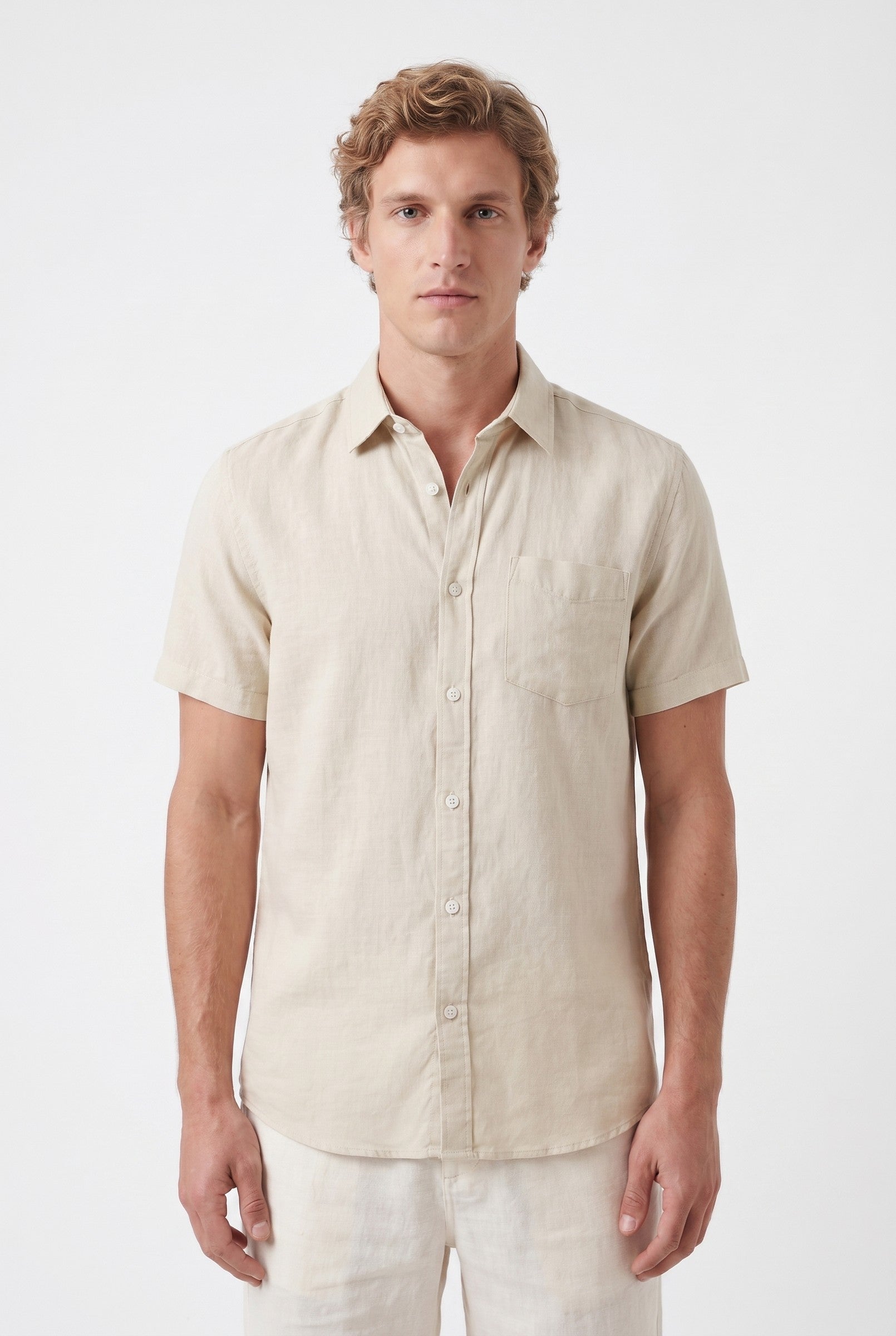 Men's Cotton Linen Short Sleeve Shirt | Blackstone London