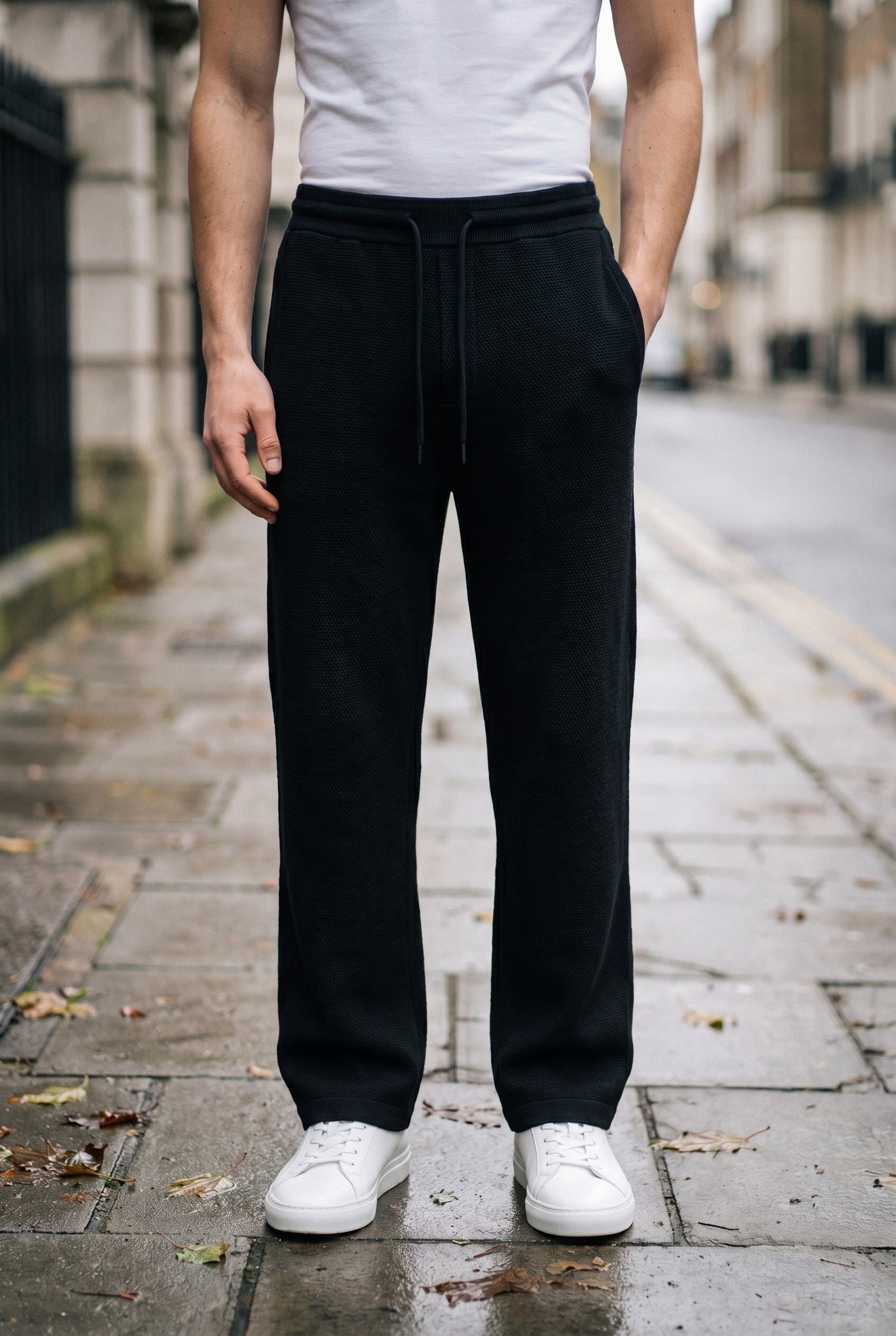 Men's Casual Drawstring Wide Leg Trousers | Blackstone London