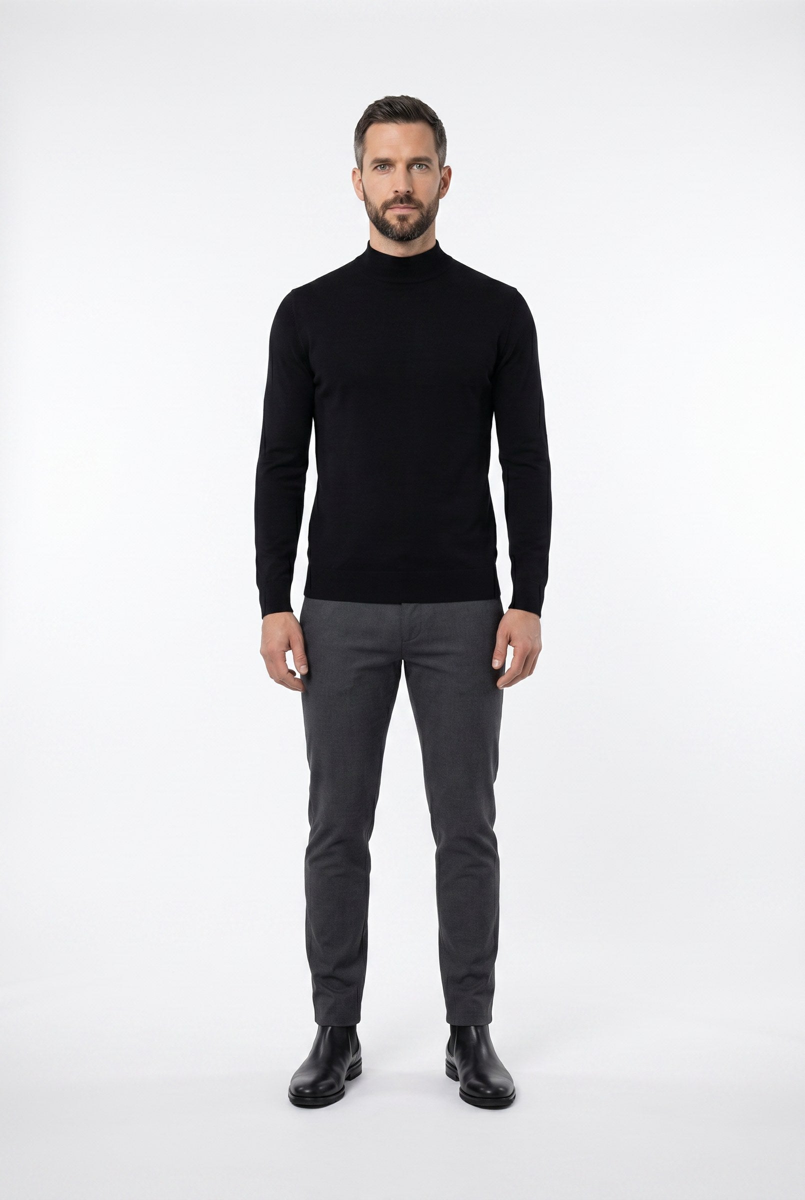Men's Ultra Fine Cotton Mock Neck Jumper | Blackstone London
